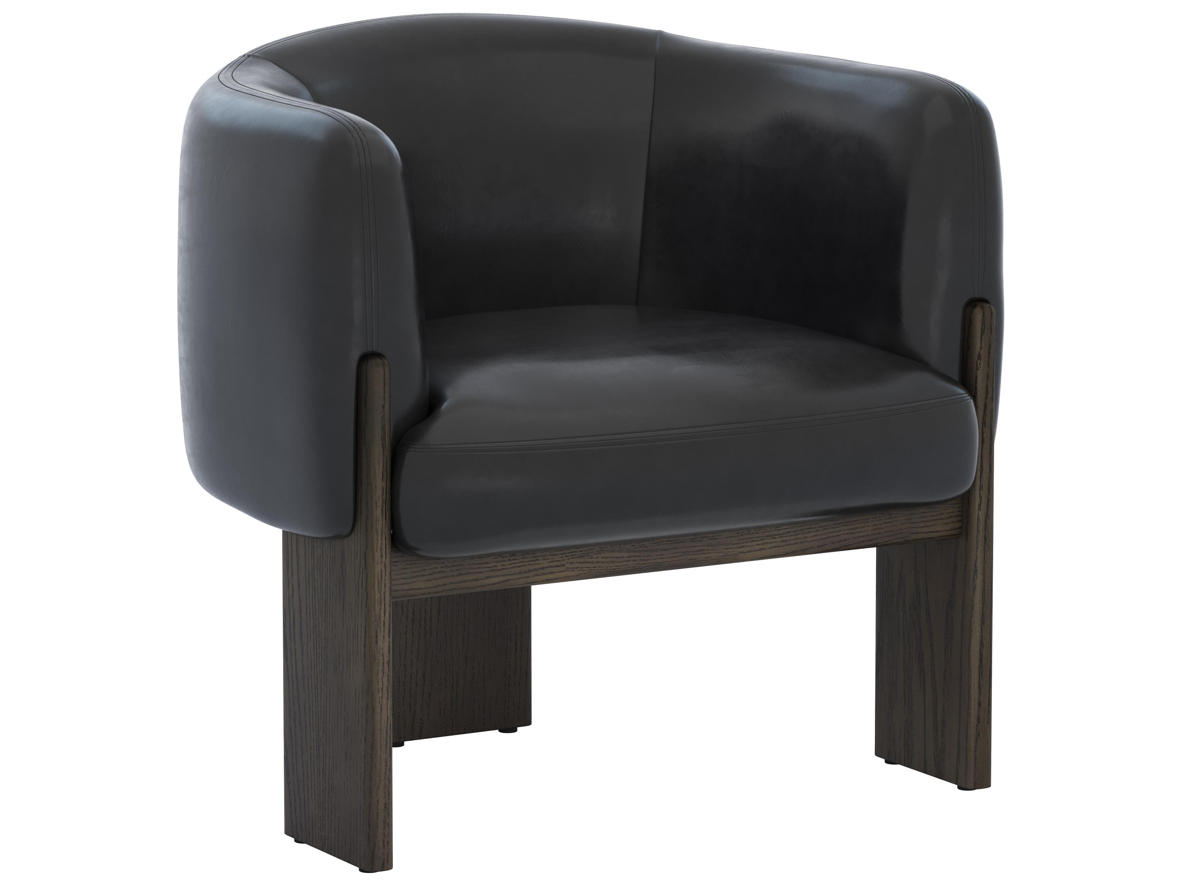 Trine Black Leather Accent Chair
