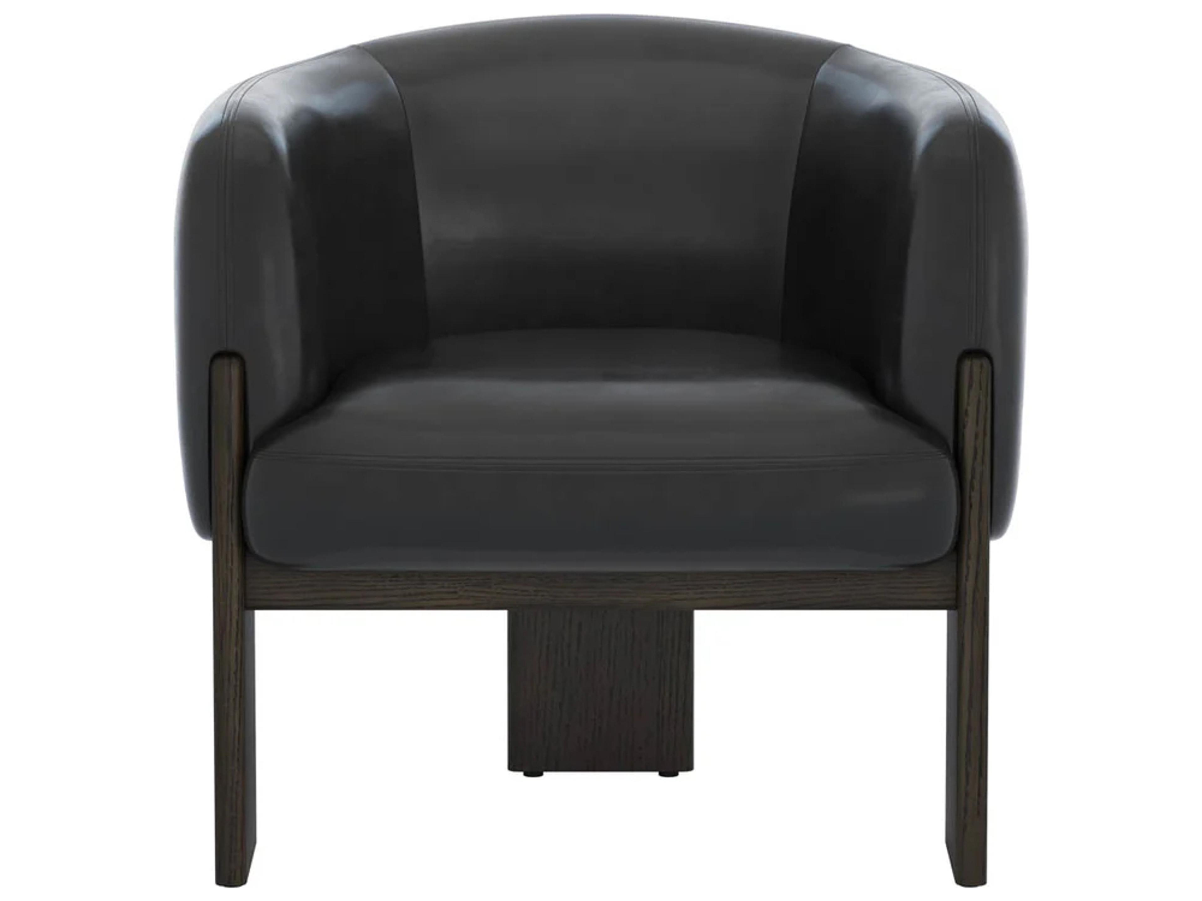 Sunpan Trine Black Leather Accent Chair