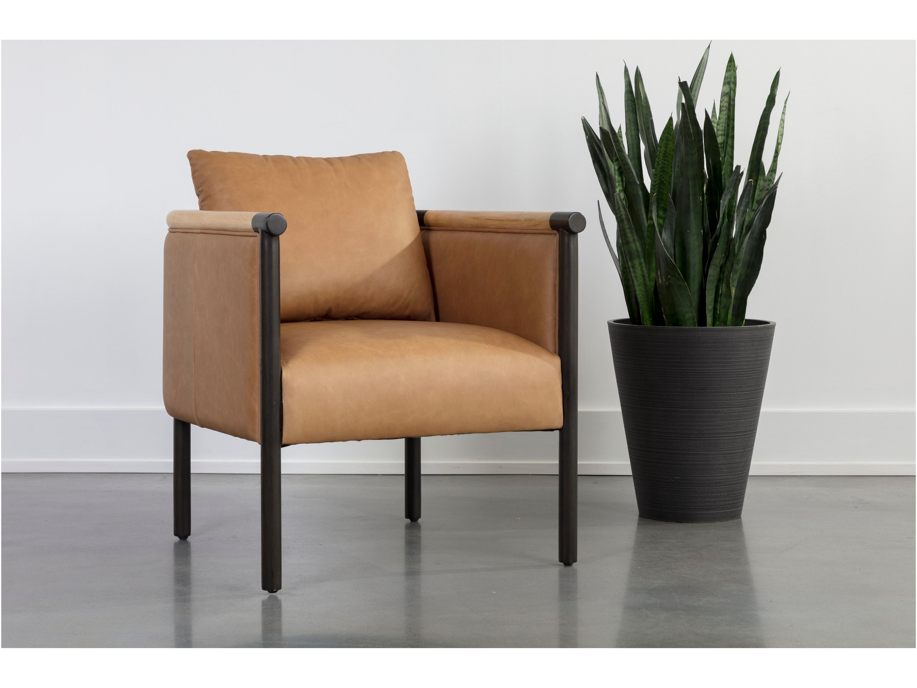 Sunpan Wilder Brown Leather Accent Chair