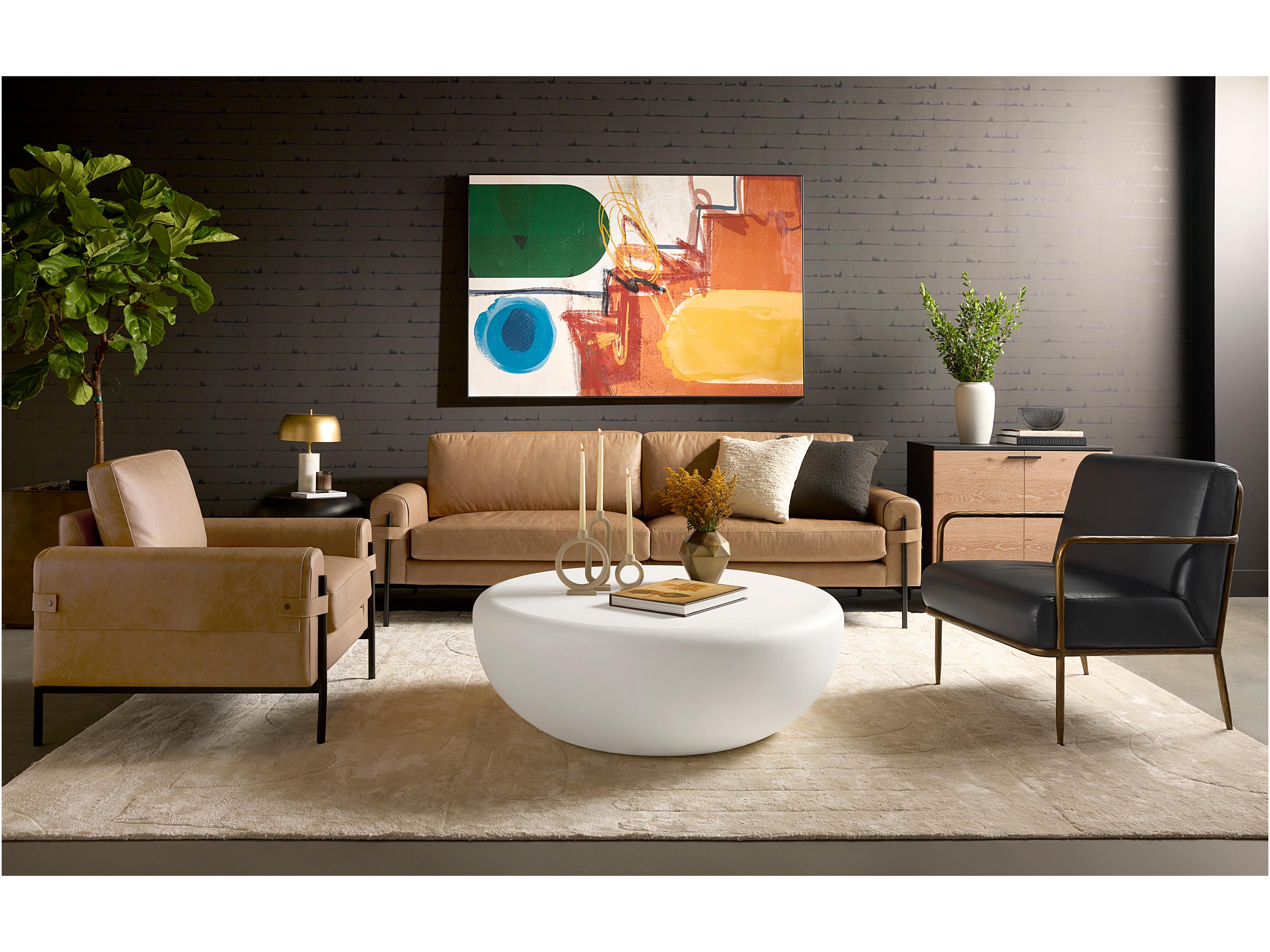 Sunpan Camus Brown Leather Sofa