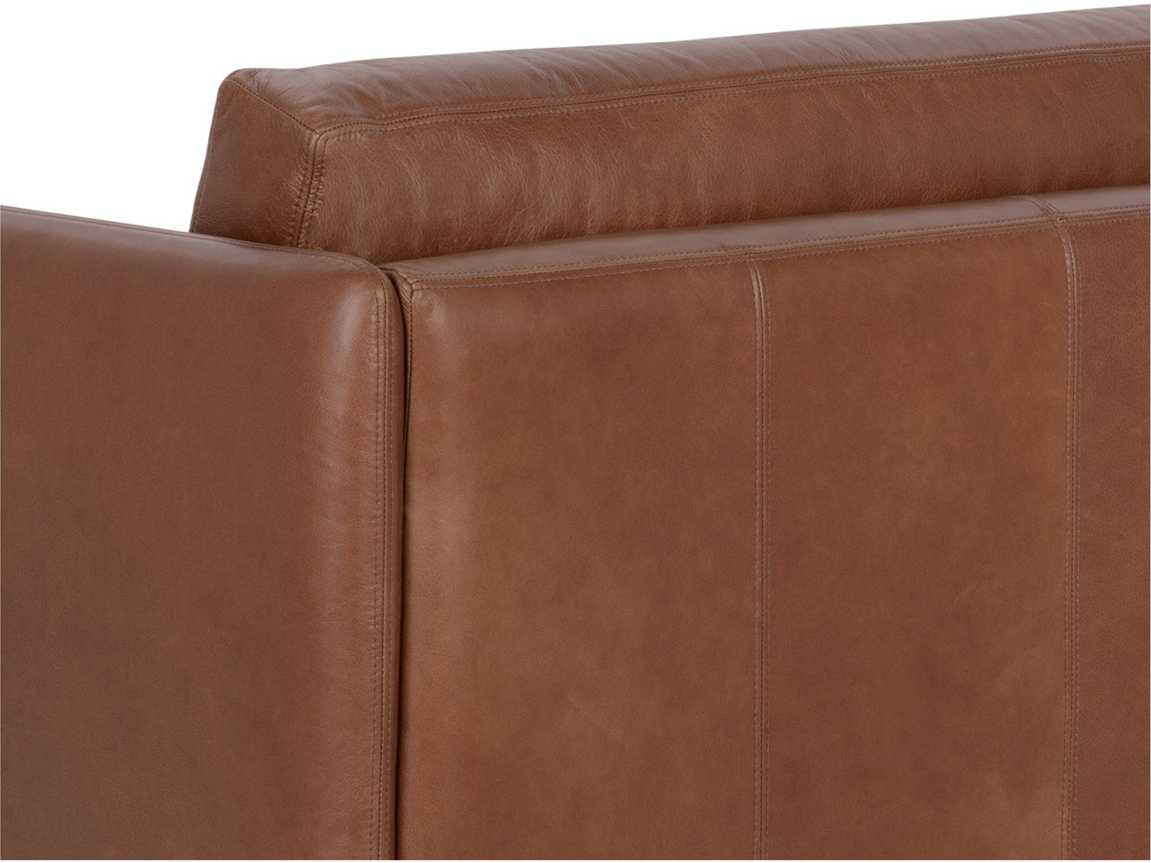 Sunpan Saul Shalimar Tobacco Leather Brown Upholstered Sofa