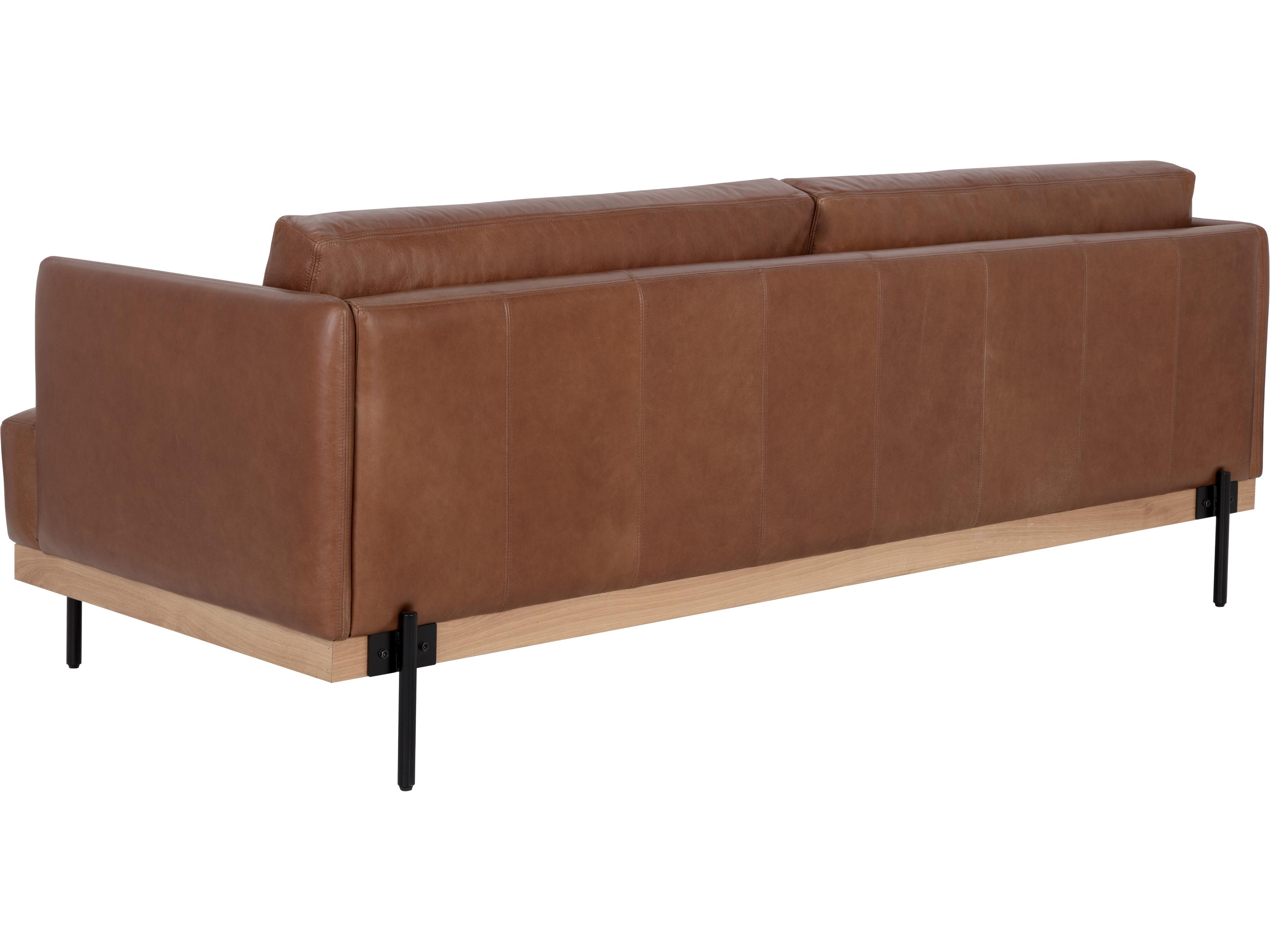Sunpan Saul Shalimar Tobacco Leather Brown Upholstered Sofa
