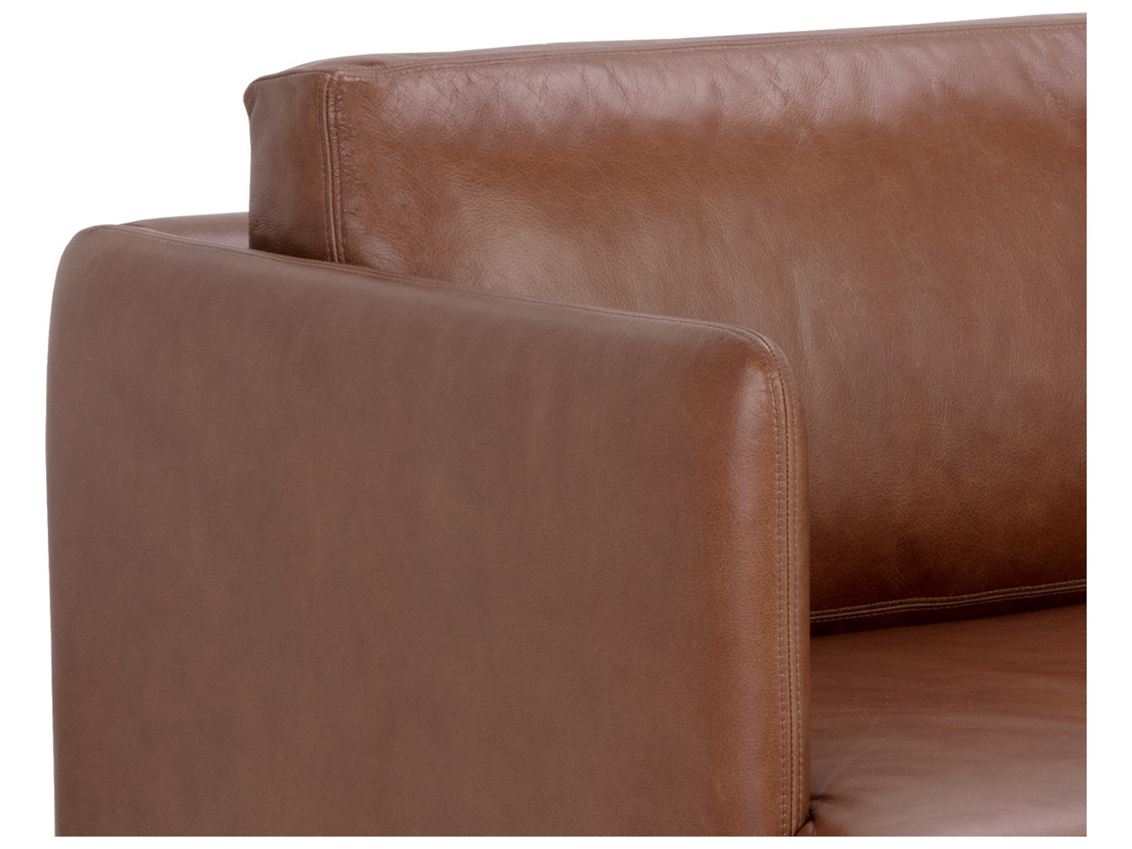 Sunpan Saul Shalimar Tobacco Leather Brown Upholstered Sofa