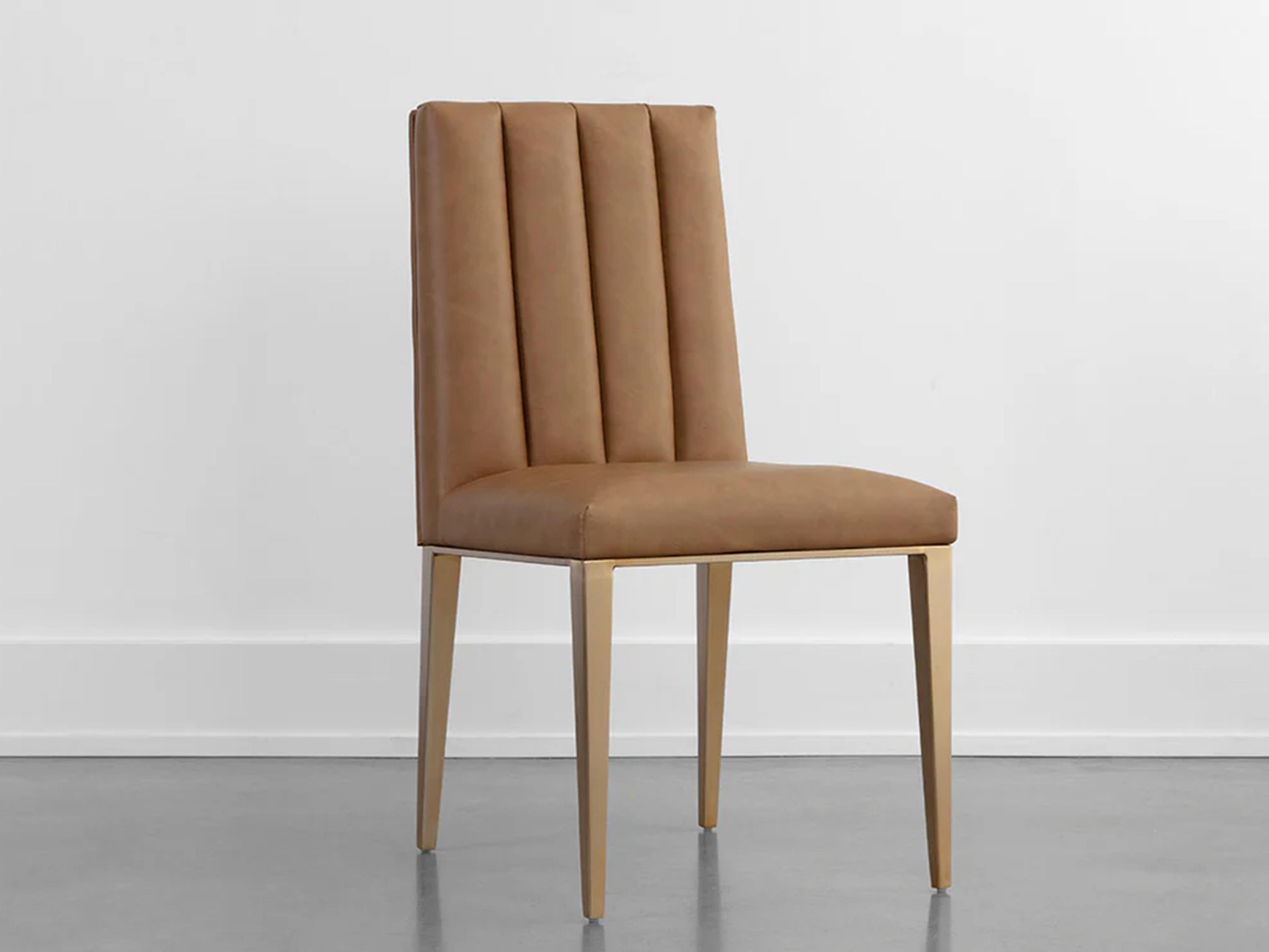 Sunpan Wilbur Milliken Cognac Faux Leather Side Dining Chair