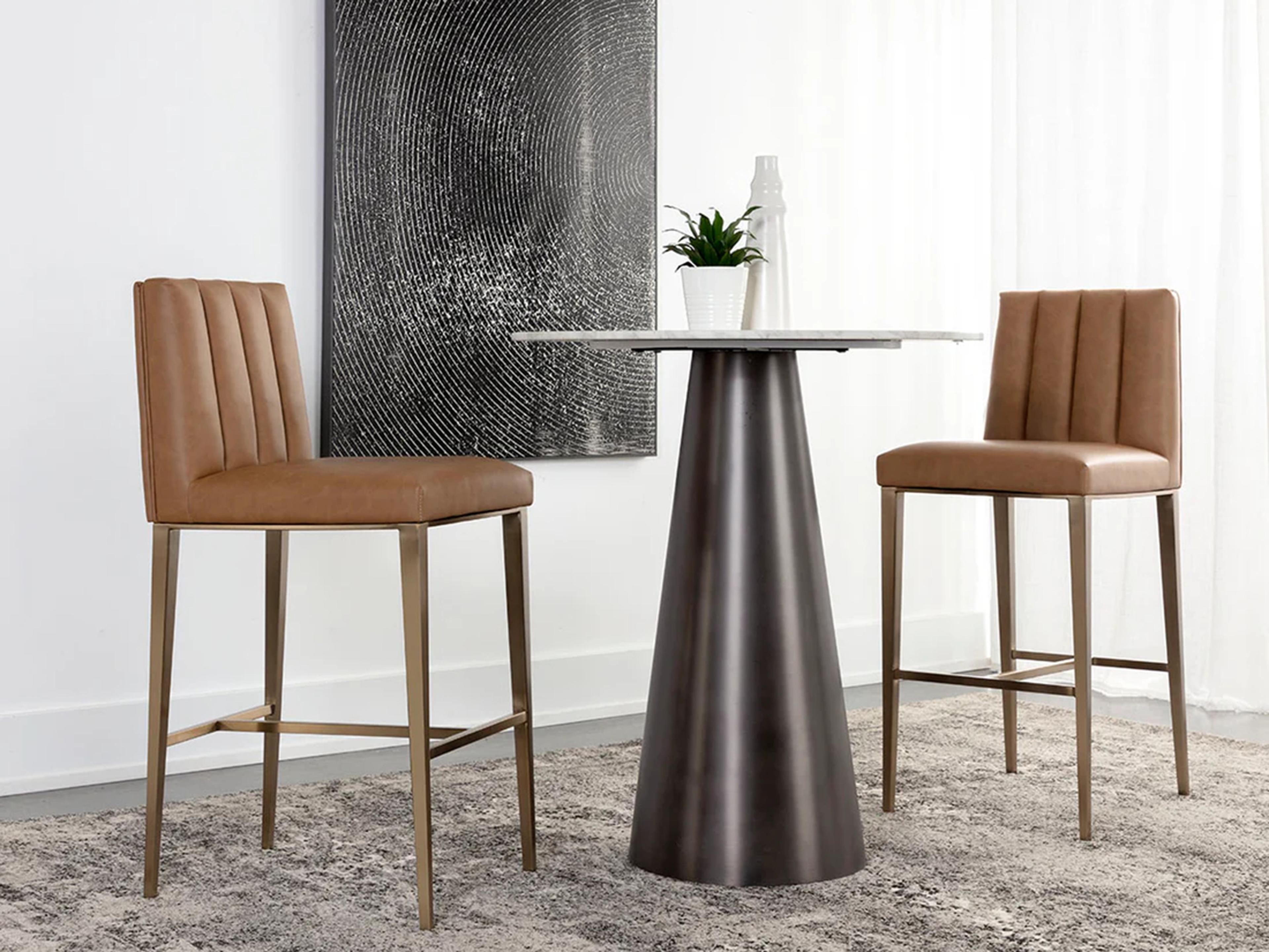 Sunpan Wilbur Milliken Cognac Faux Leather Bar Stool