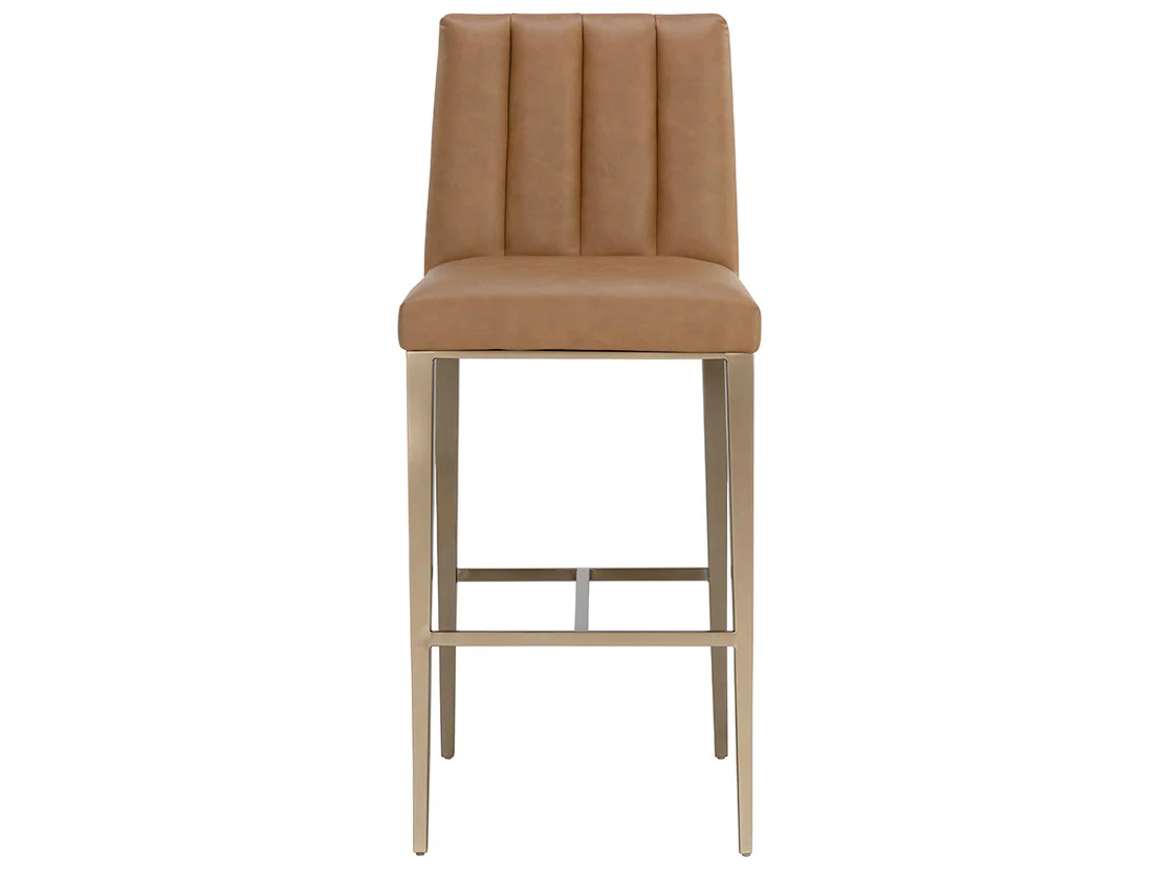 Sunpan Wilbur Milliken Cognac Faux Leather Bar Stool