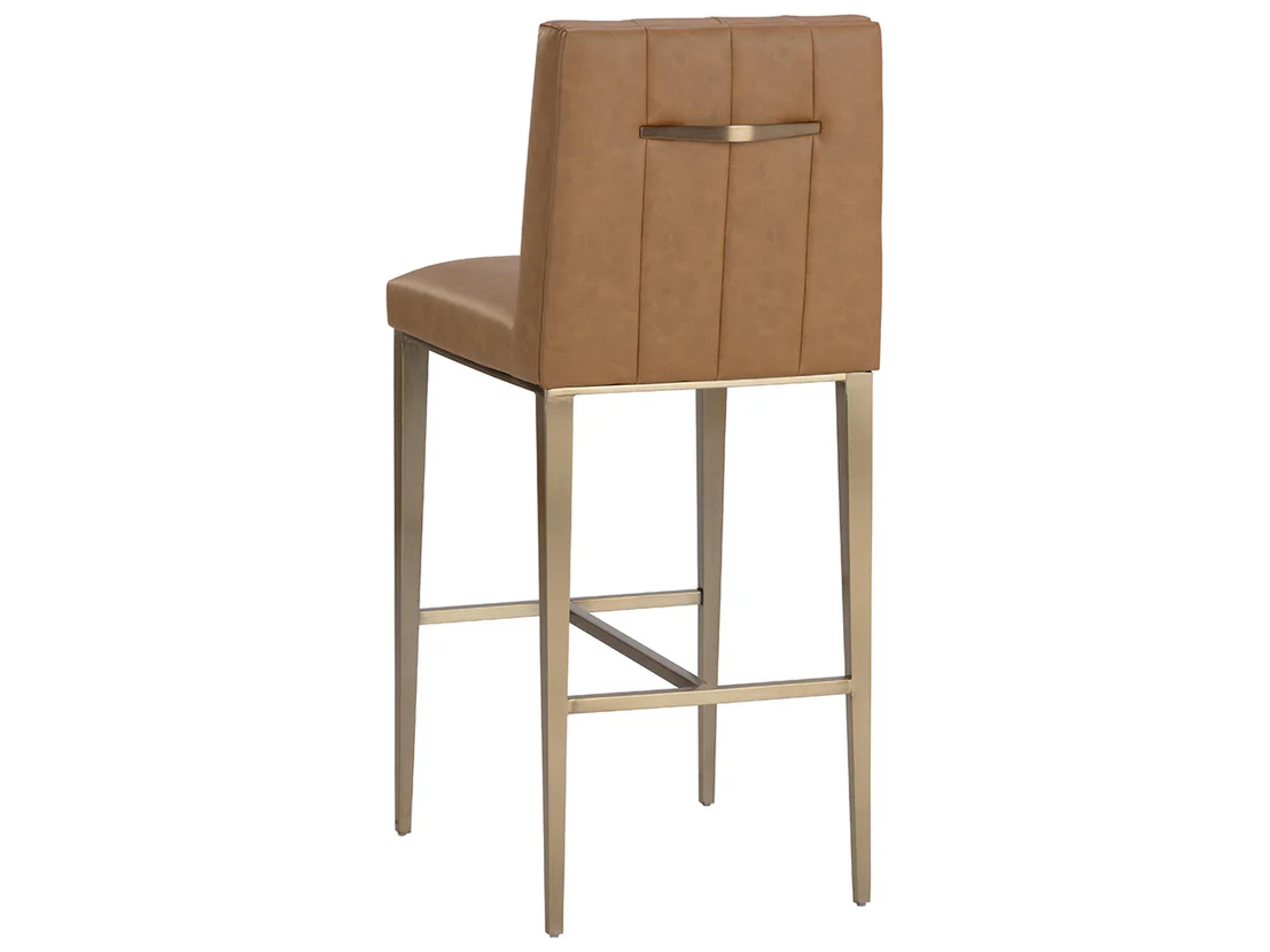 Sunpan Wilbur Milliken Cognac Faux Leather Bar Stool