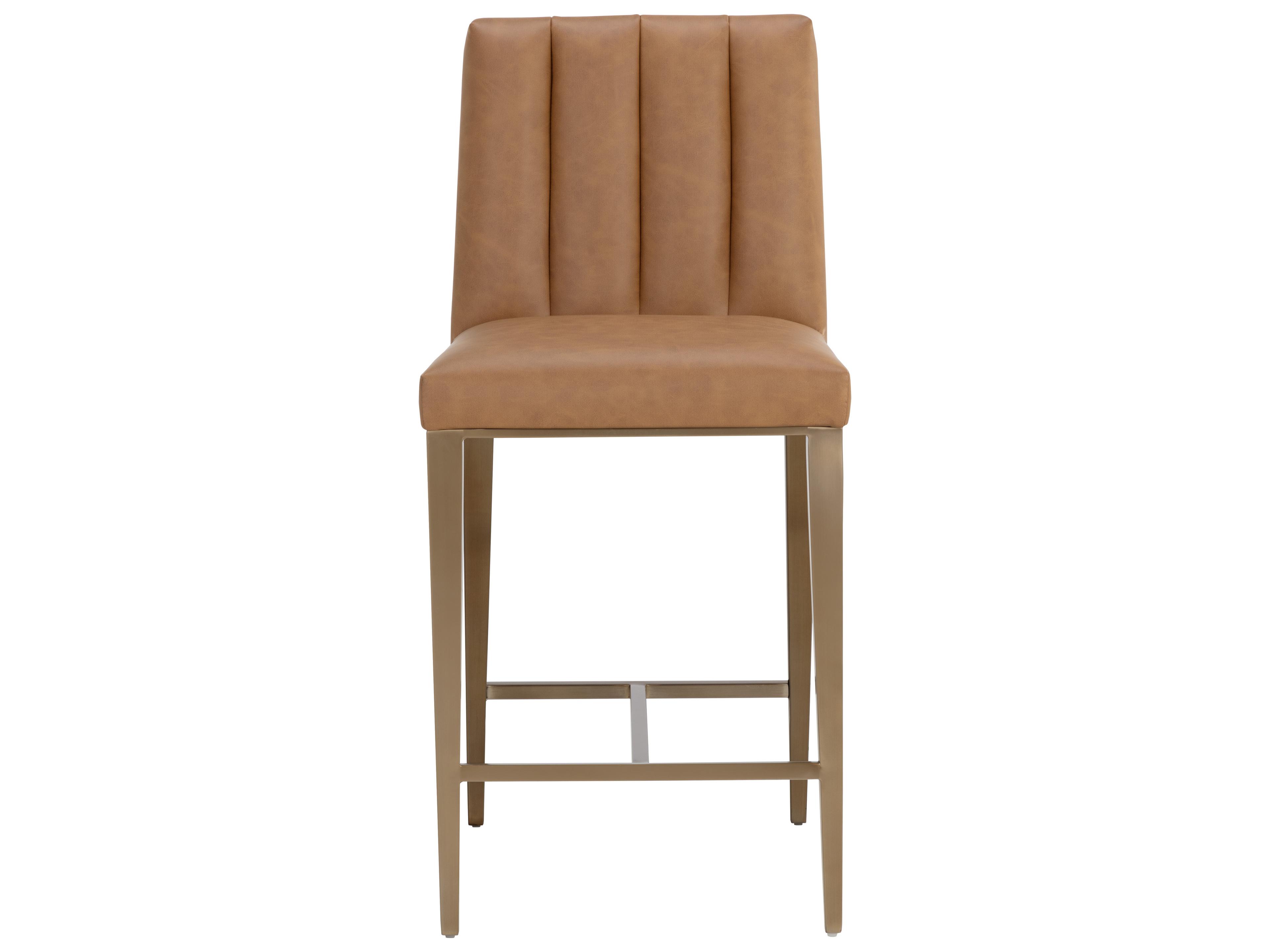 Sunpan Wilbur Milliken Cognac Faux Leather Counter Stool