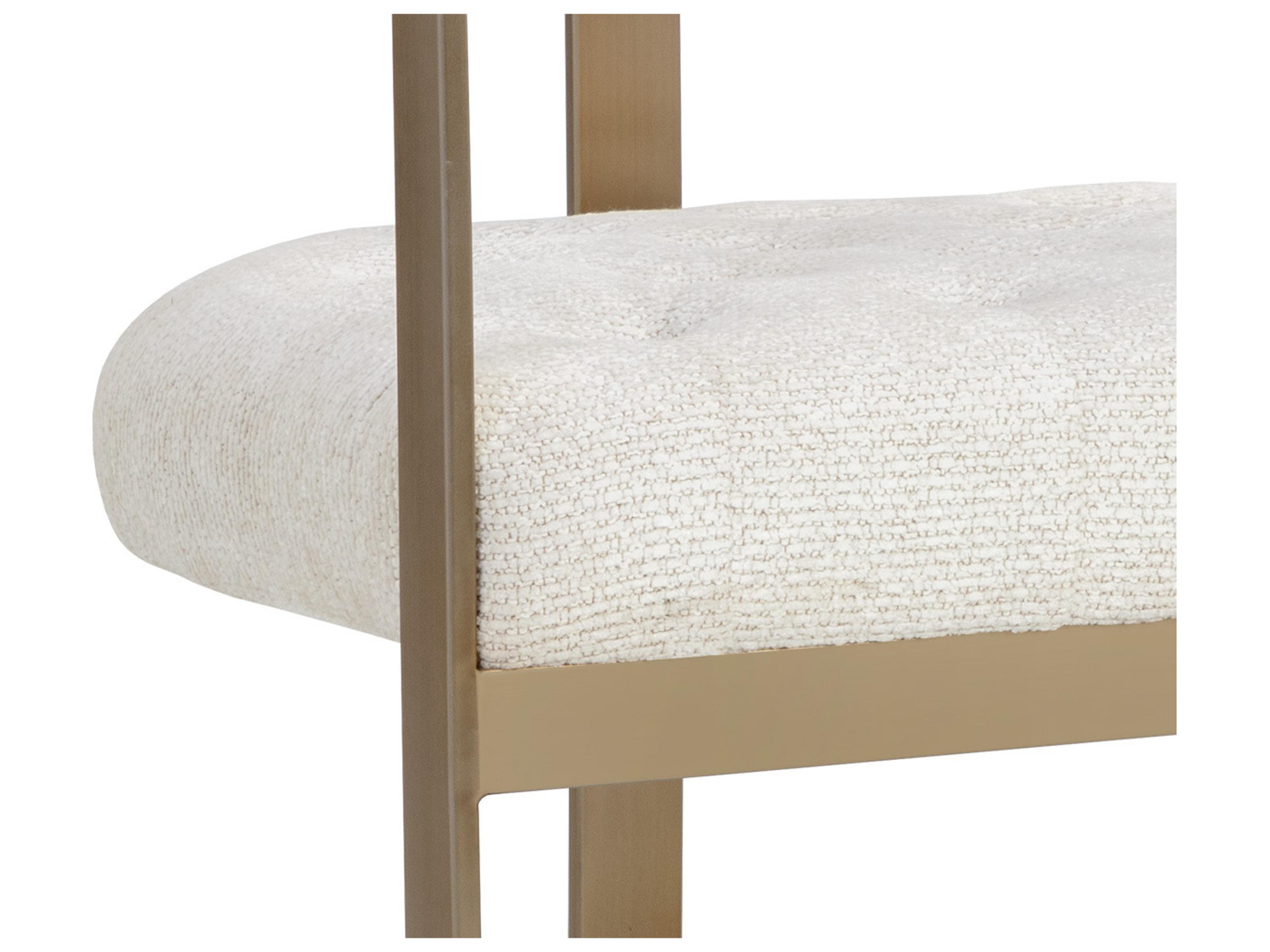 Sunpan Ikon Brass Upholstered Arm Dining Chair