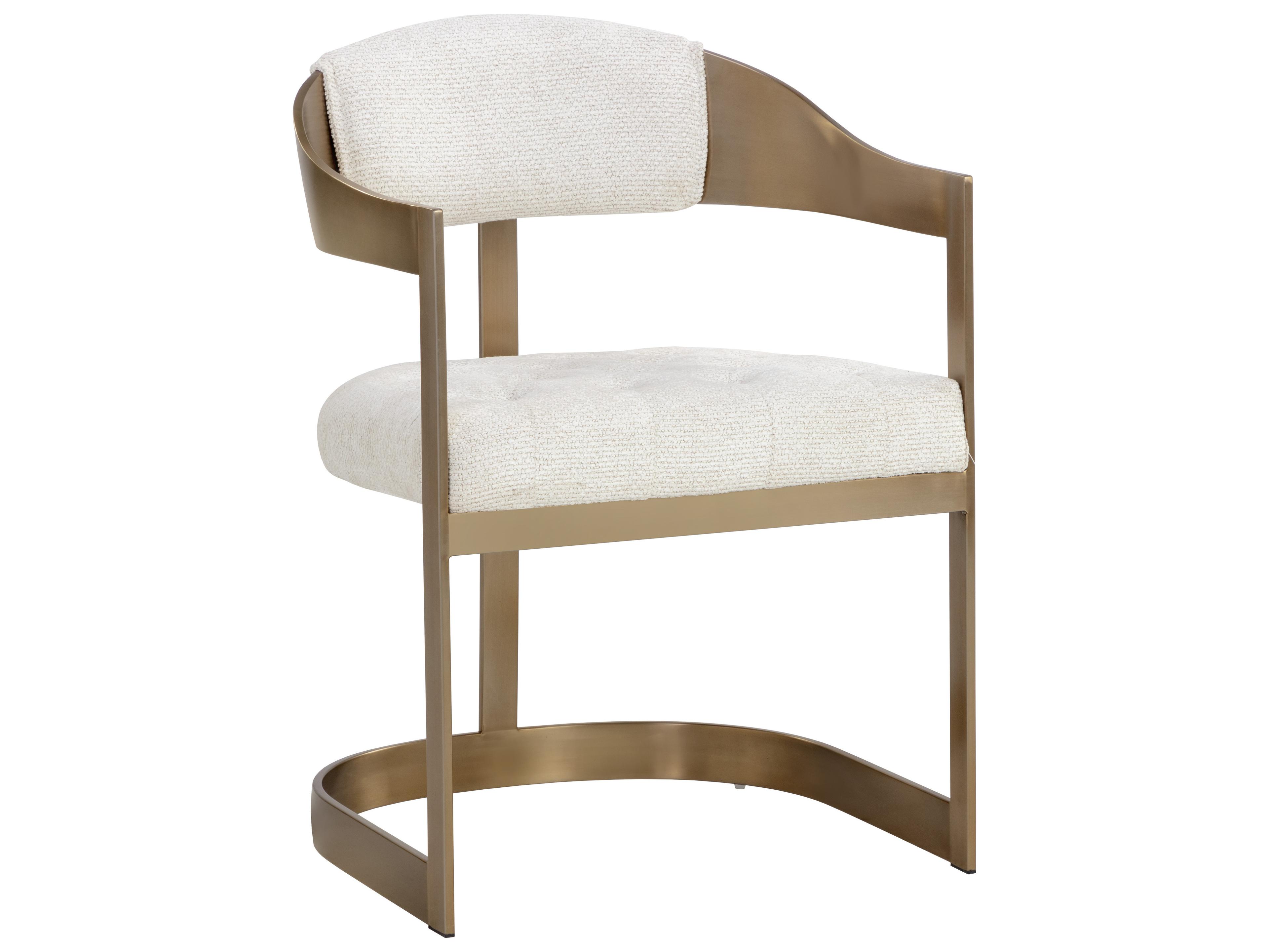 Ikon Brass Upholstered Arm Dining Chair
