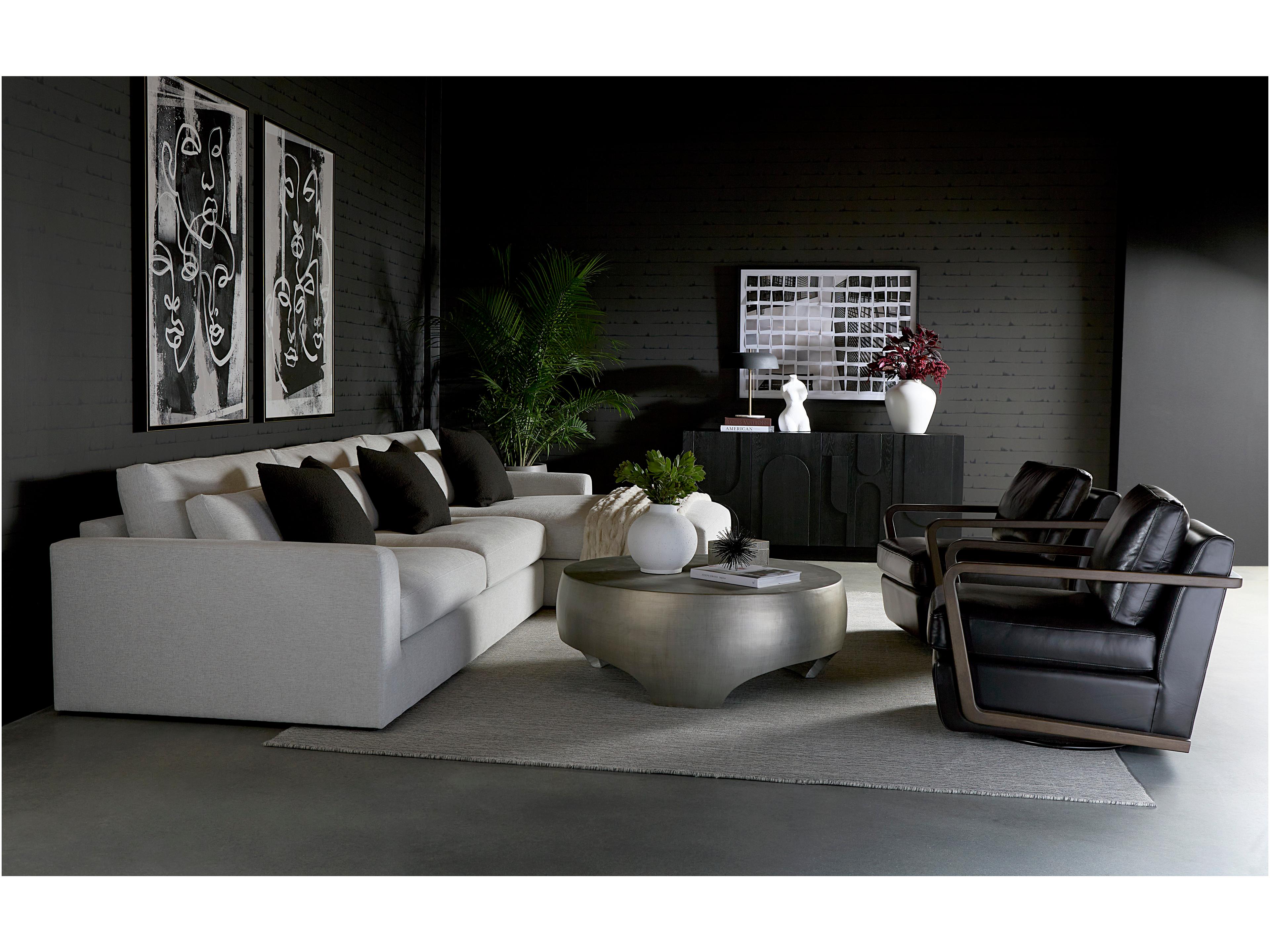 Sunpan Merrick Gray Upholstered Sectional Sofa