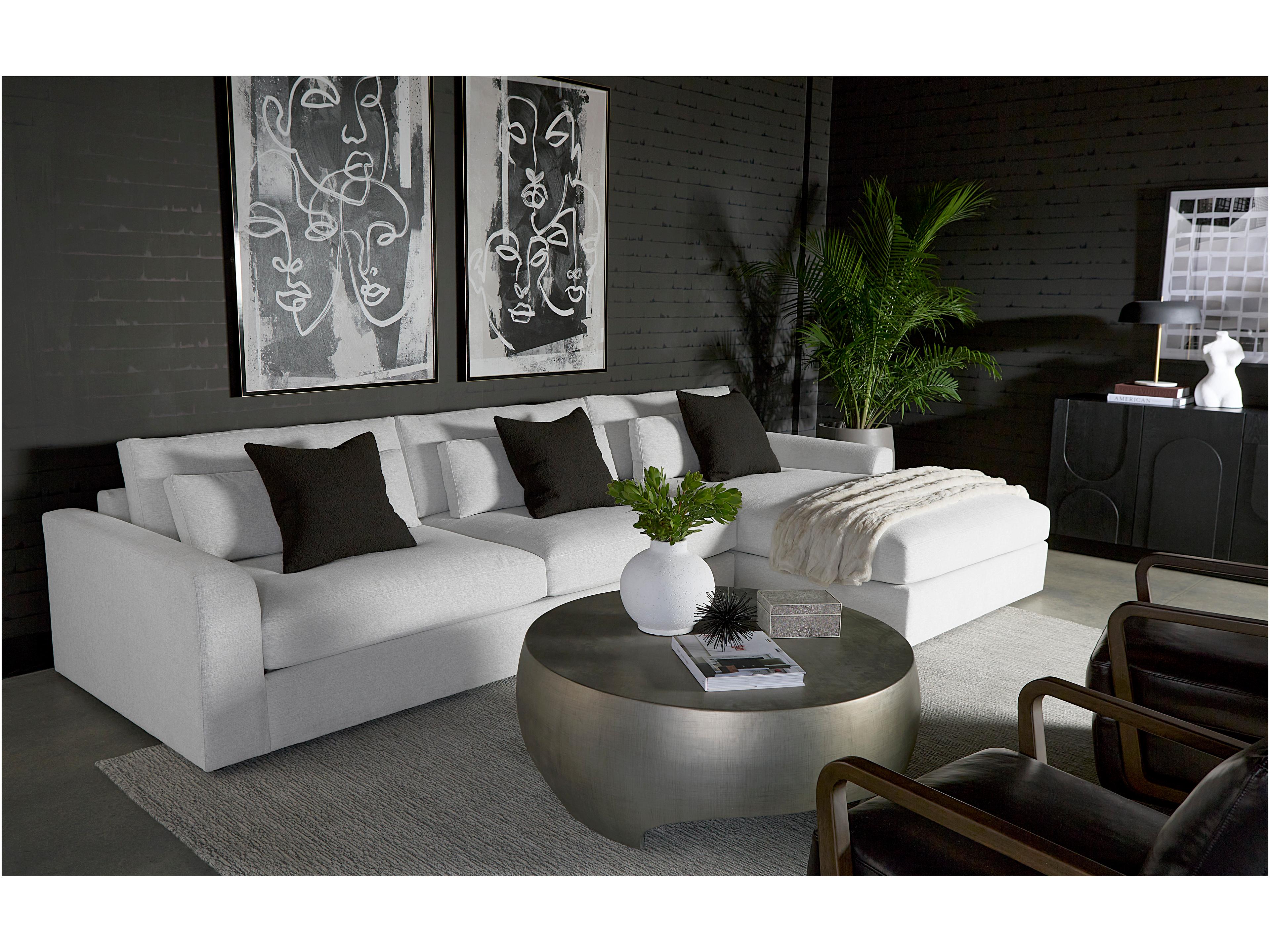 Sunpan Merrick Gray Upholstered Sectional Sofa