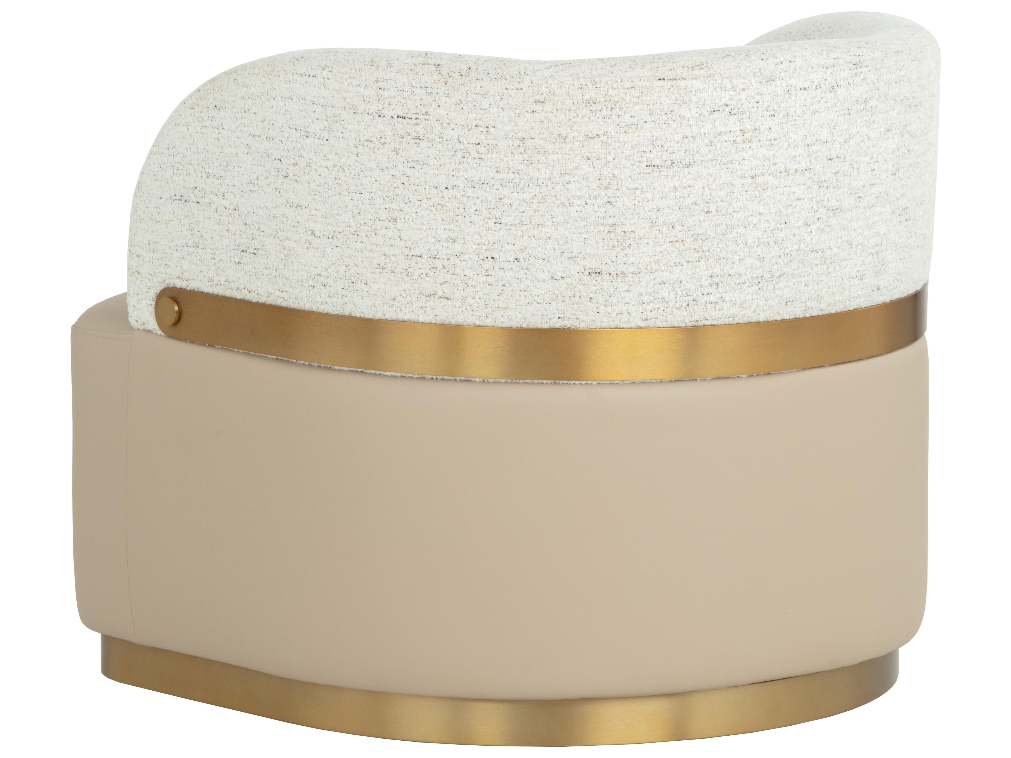 Sunpan Brinda Swivel Beige Accent Chair