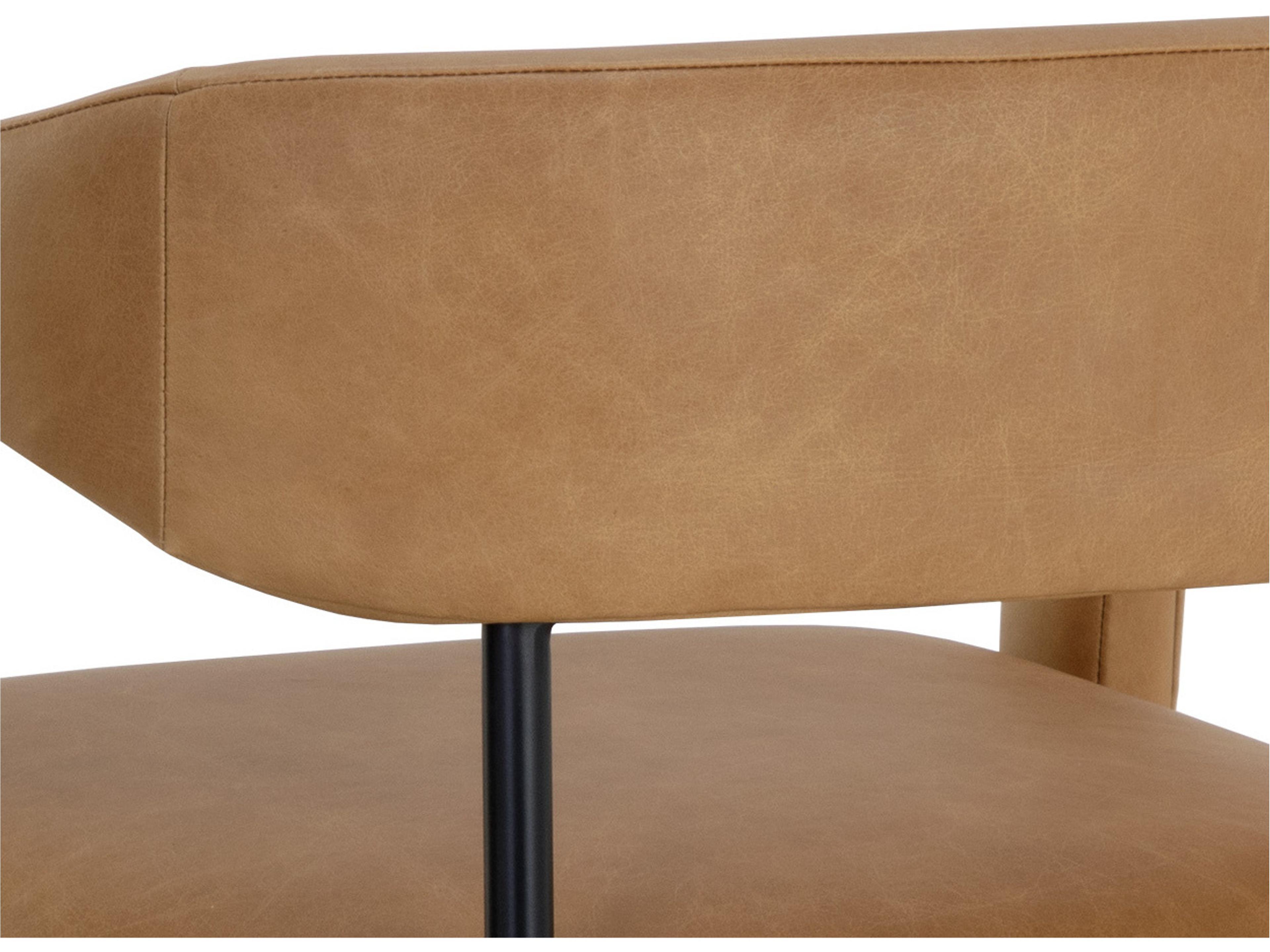 Sunpan Mavia Brown Leather Arm Dining Chair