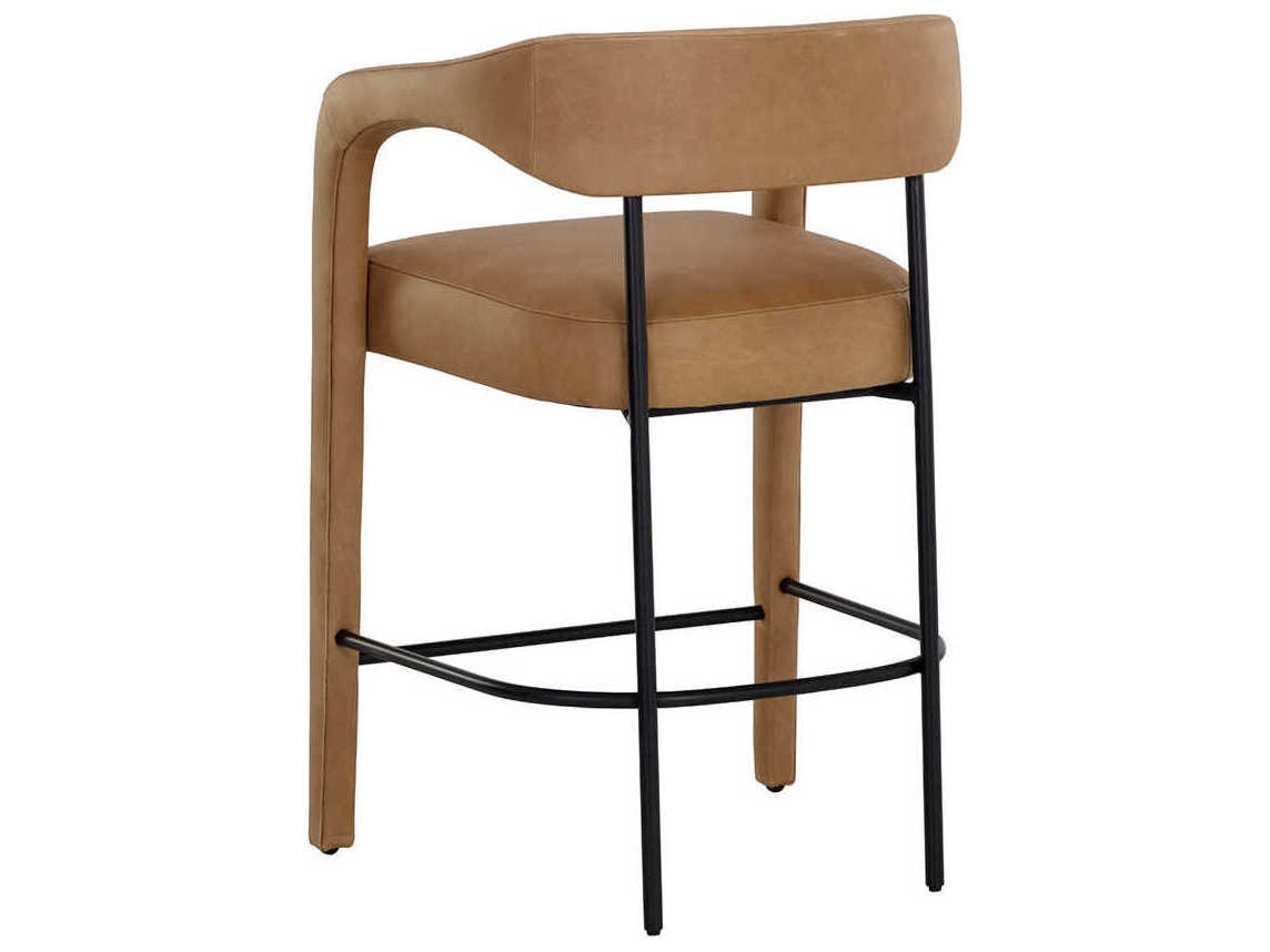 Sunpan Mavia Ludlow Sesame Leather Counter Stool