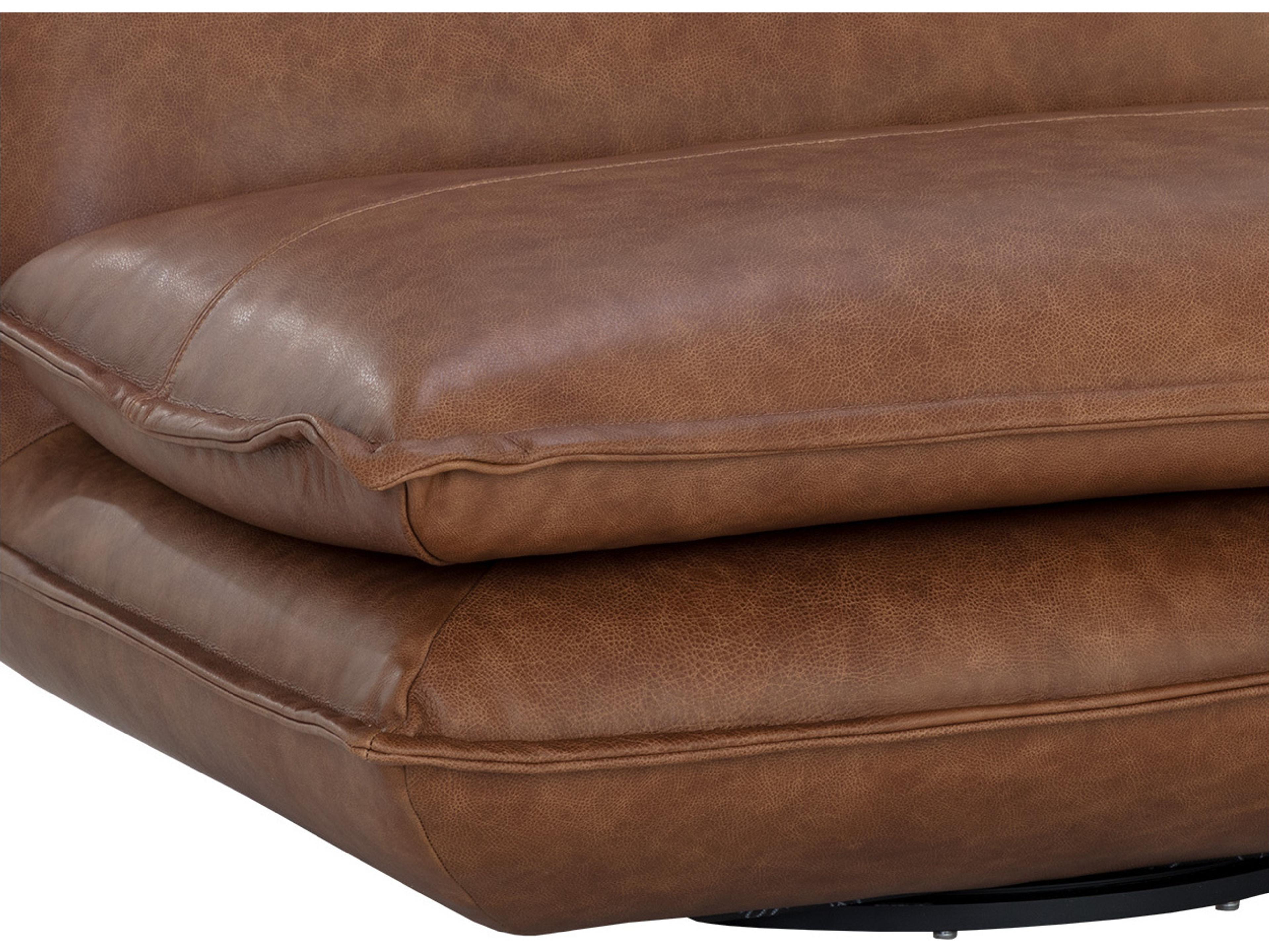 Sunpan Colson Swivel Brown Leather Accent Chair