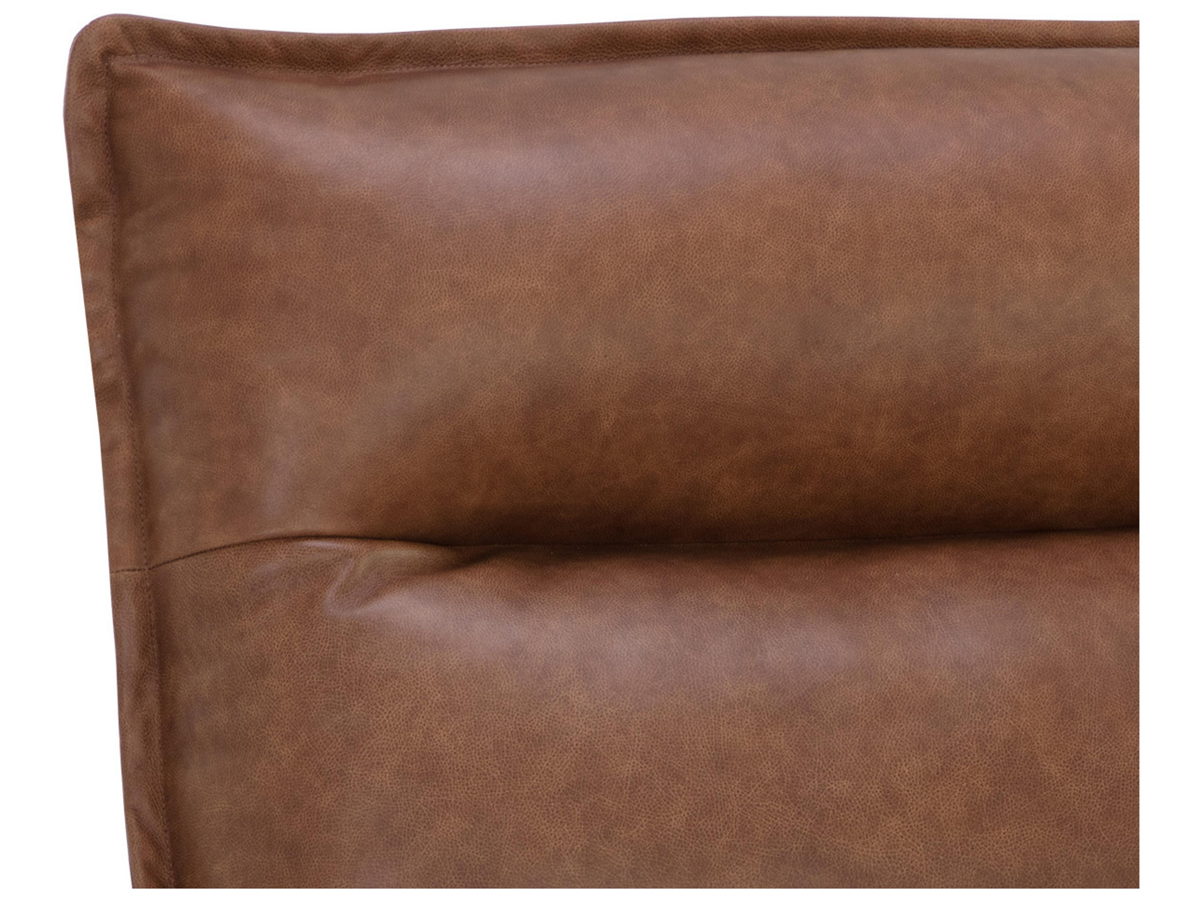 Sunpan Colson Swivel Brown Leather Accent Chair