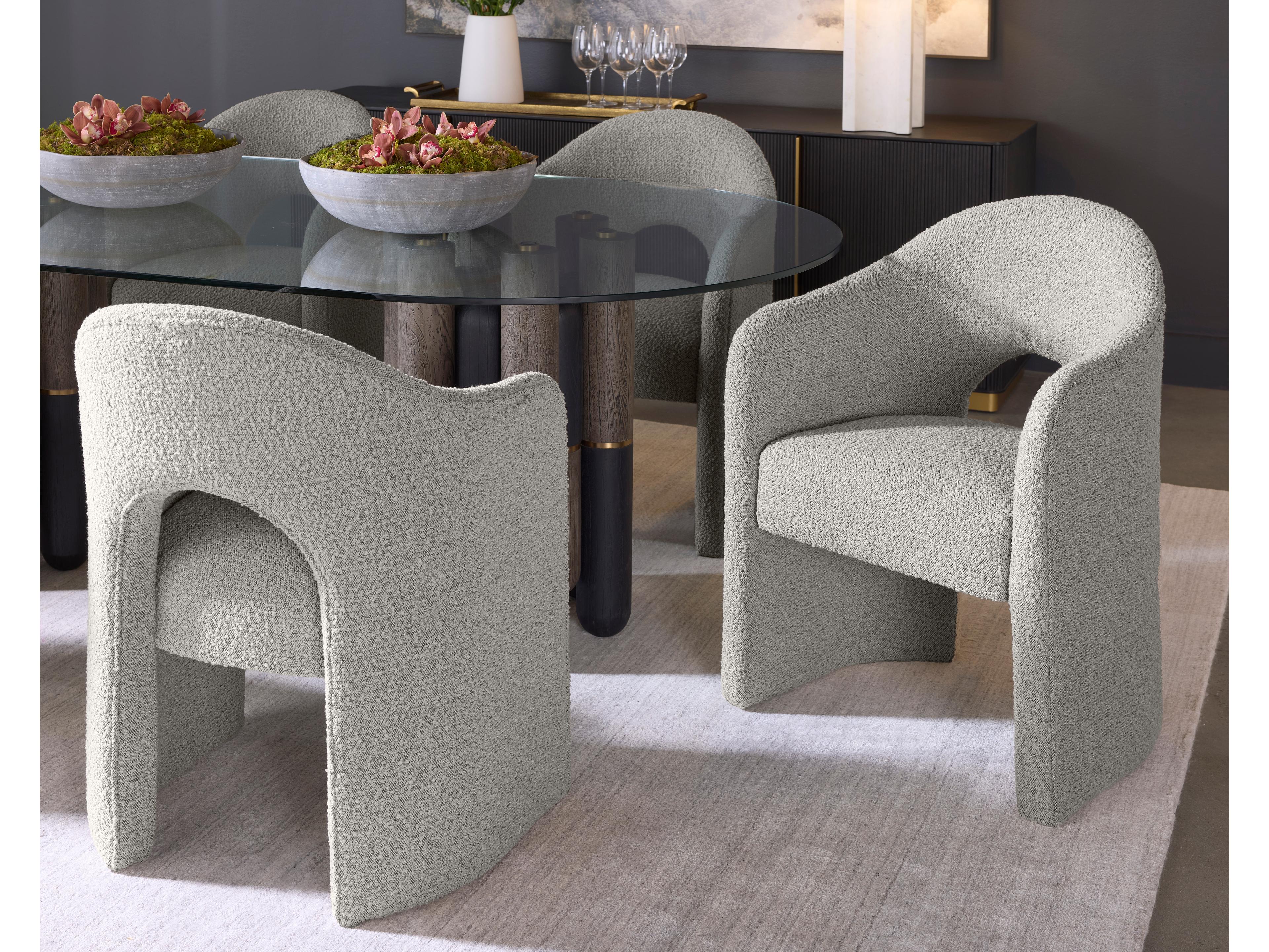 Sunpan Anaya Gray Upholstered Arm Dining Chair