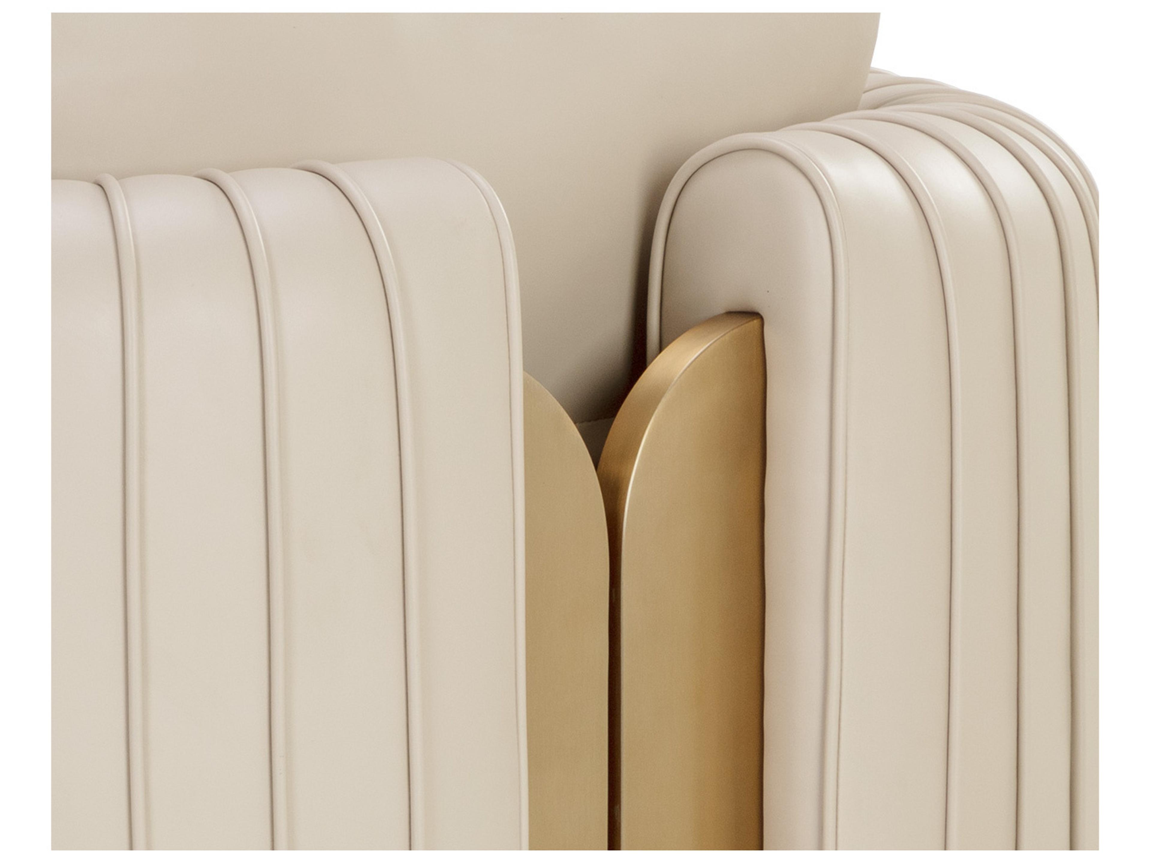 Sunpan Ikon Beige Faux Leather Accent Chair