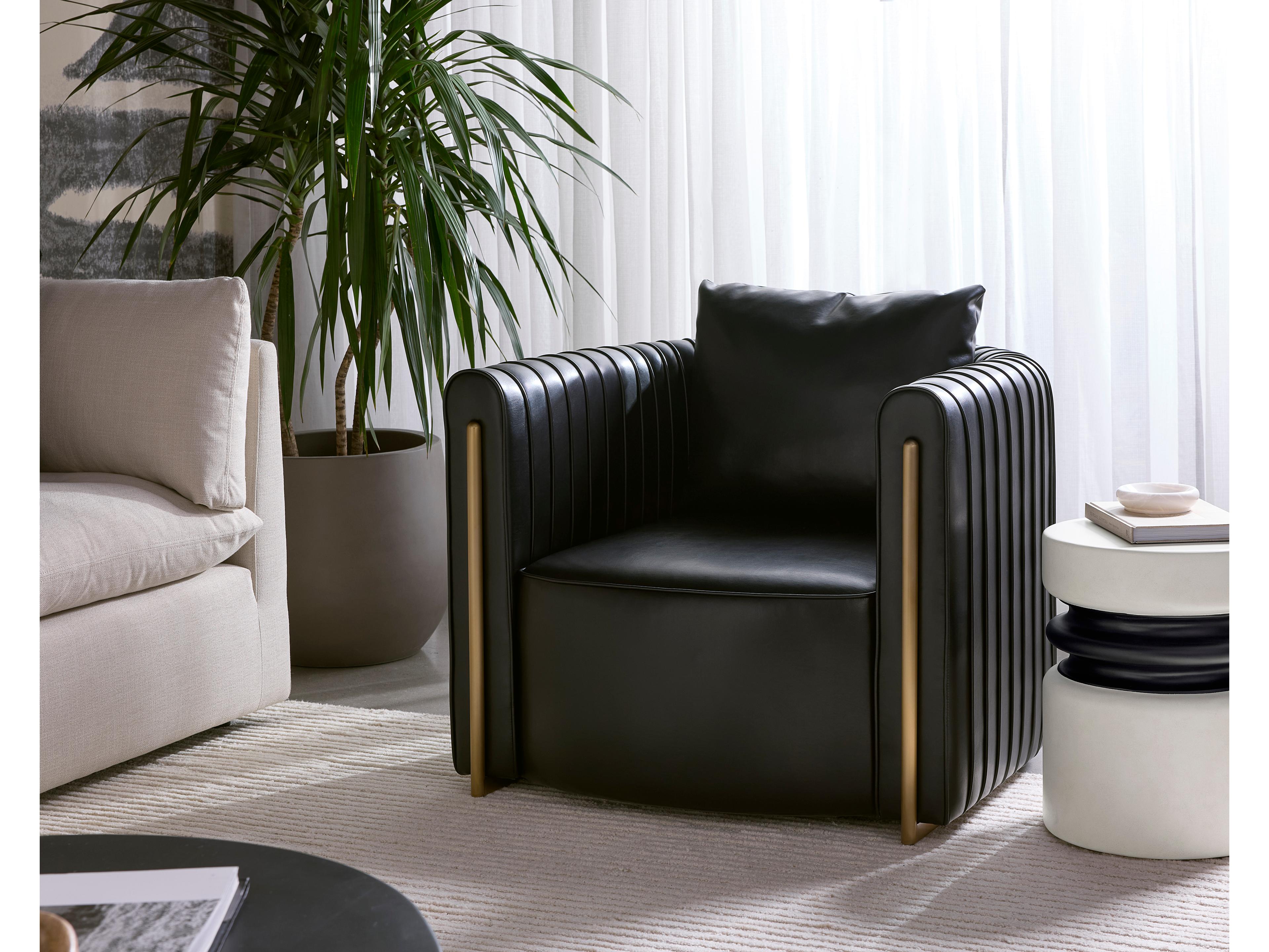 Sunpan Alix Black Leather Accent Chair