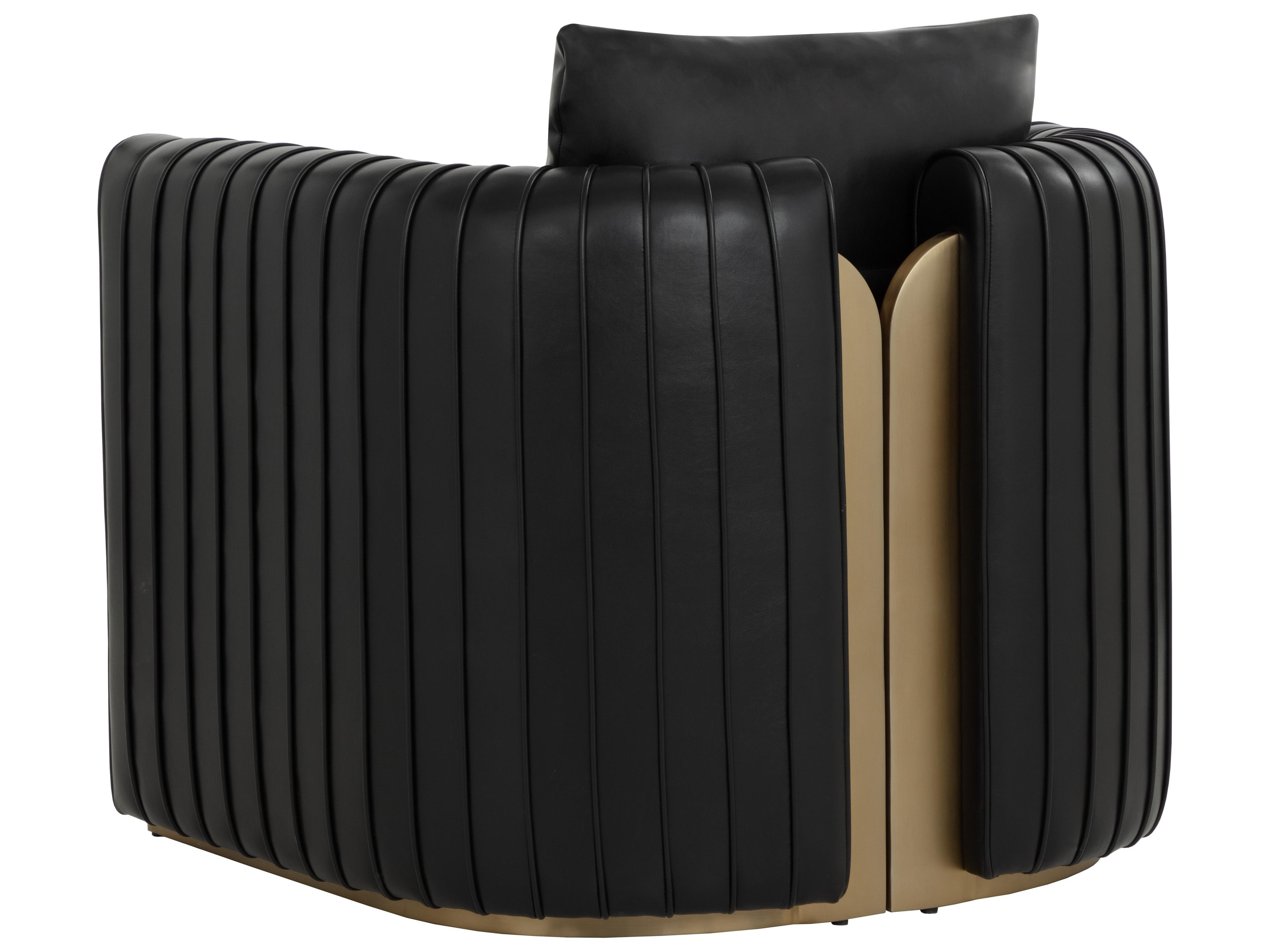 Sunpan Alix Black Leather Accent Chair