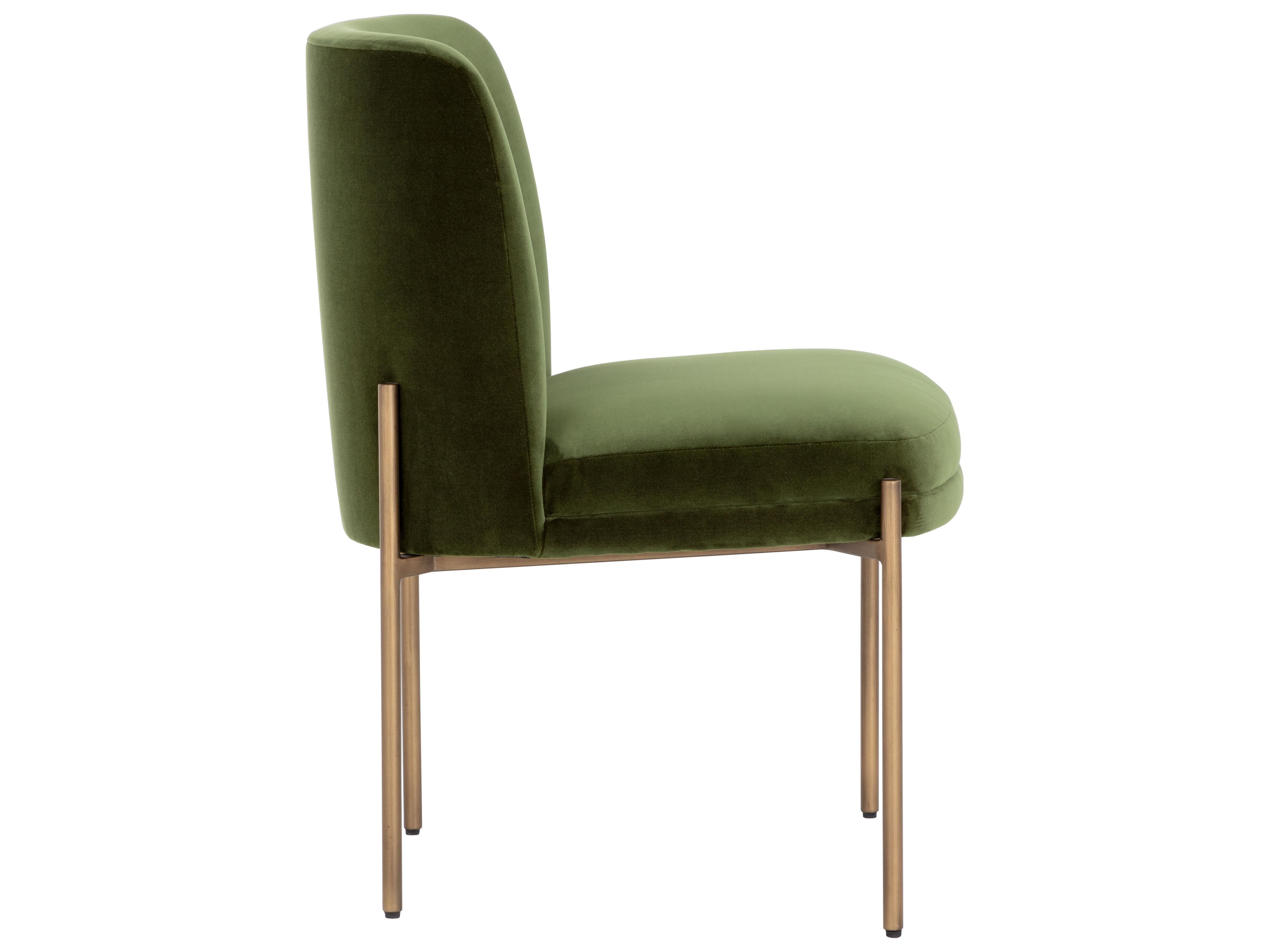 Sunpan Richie Richie Dining Chair Antique Brass Forest Green