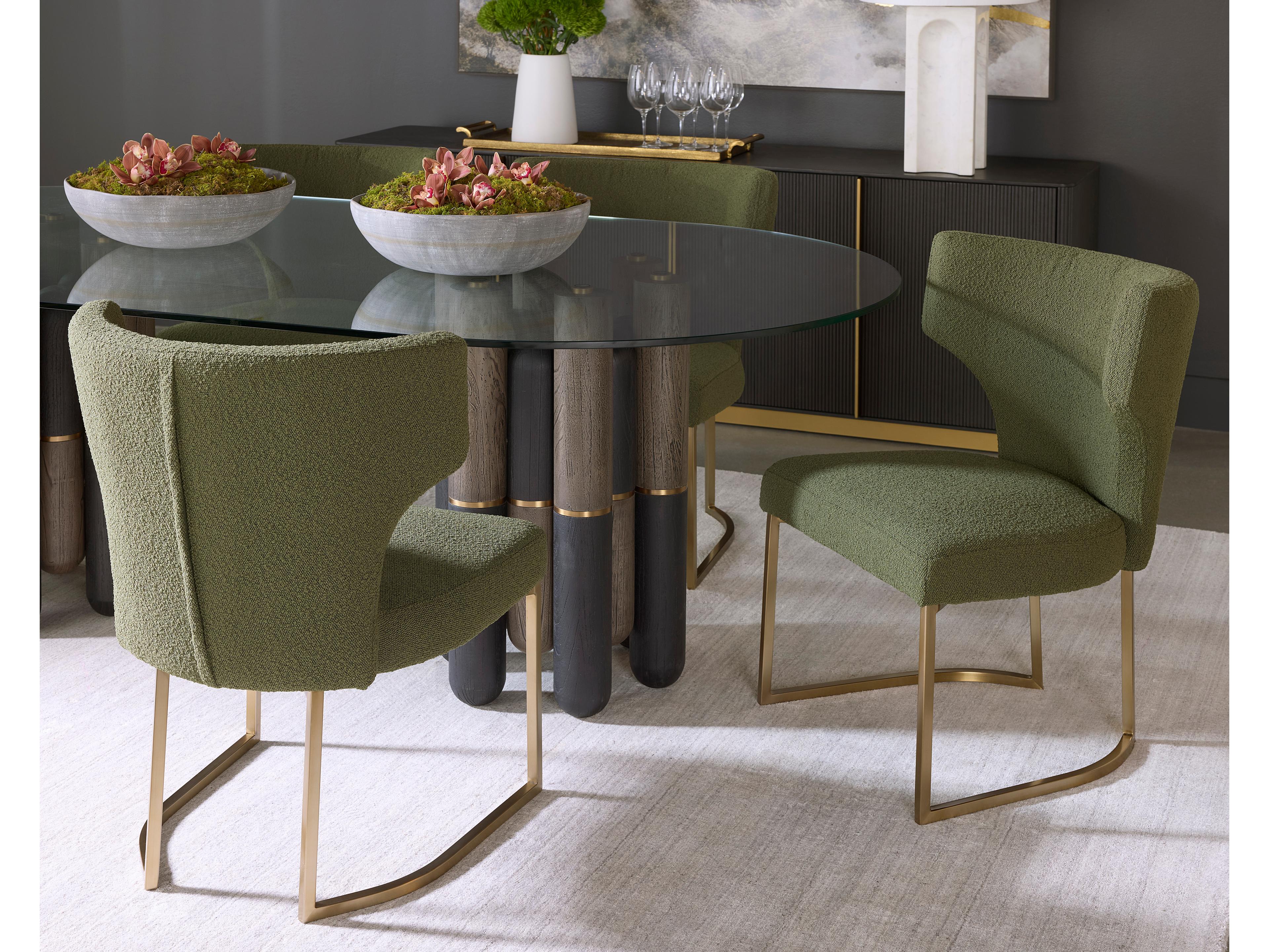 Sunpan Yanna Oval Glass Brown Dining Table