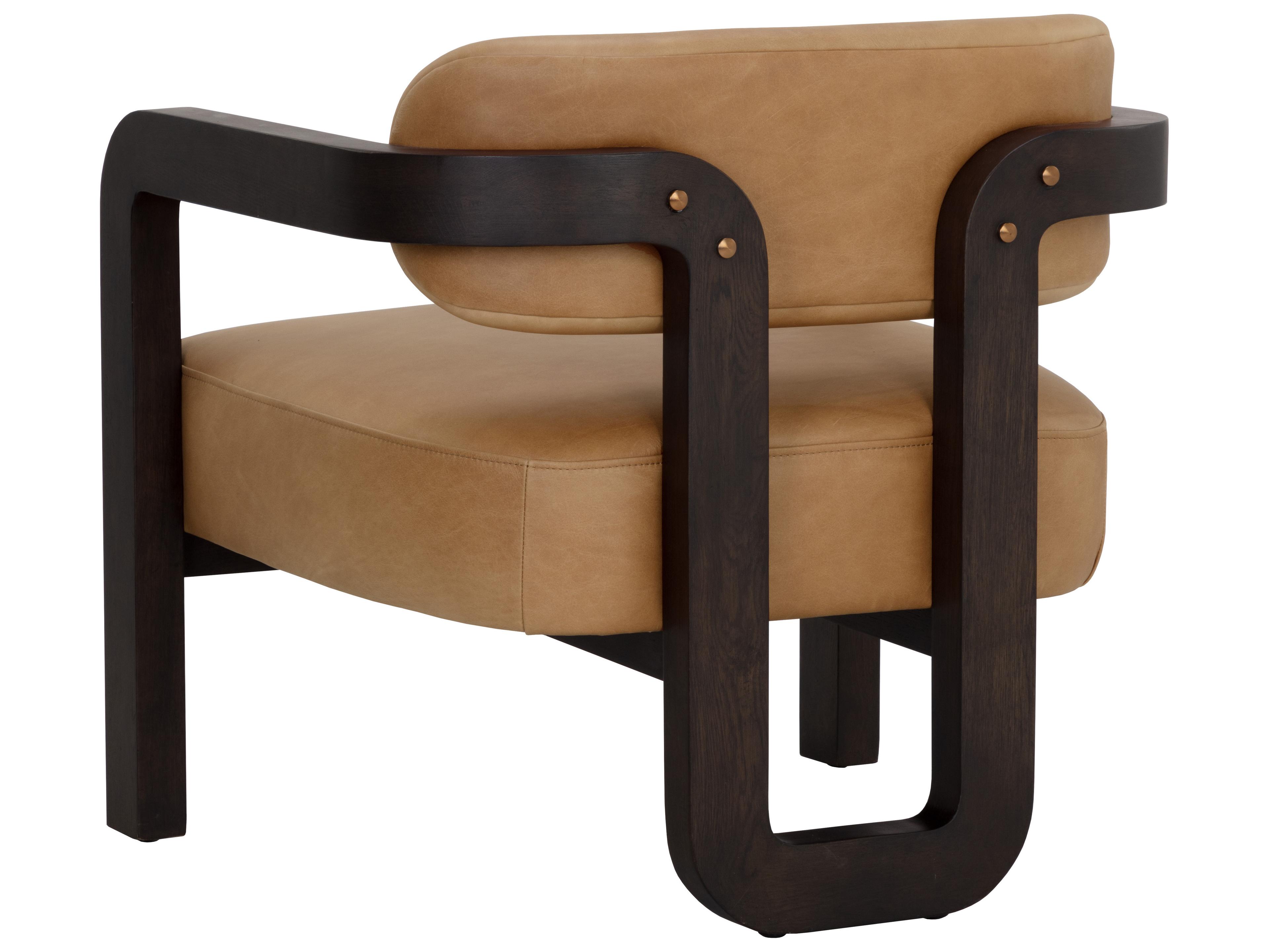 Sunpan Madrone Brown Leather Accent Chair