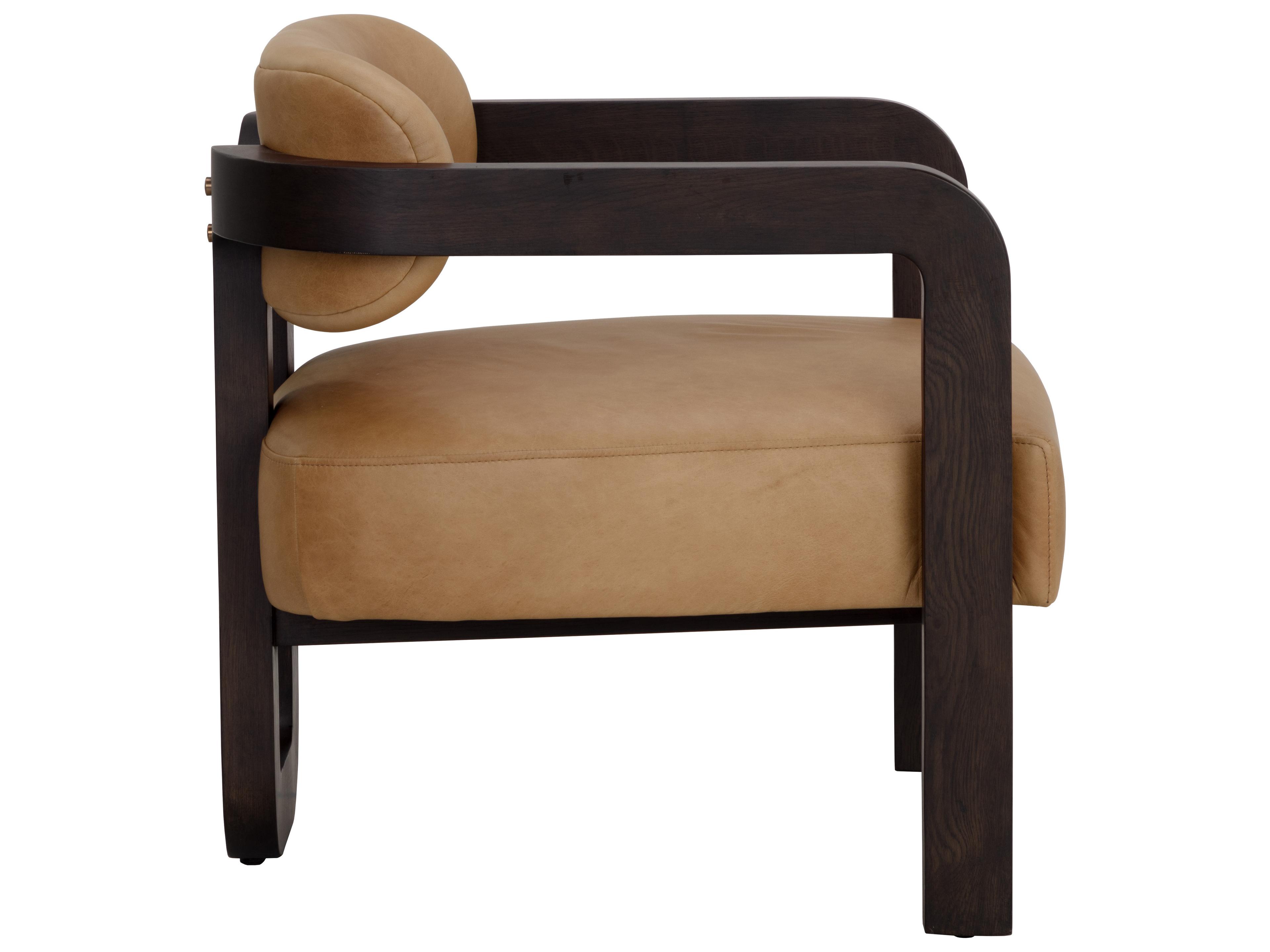 Sunpan Madrone Brown Leather Accent Chair