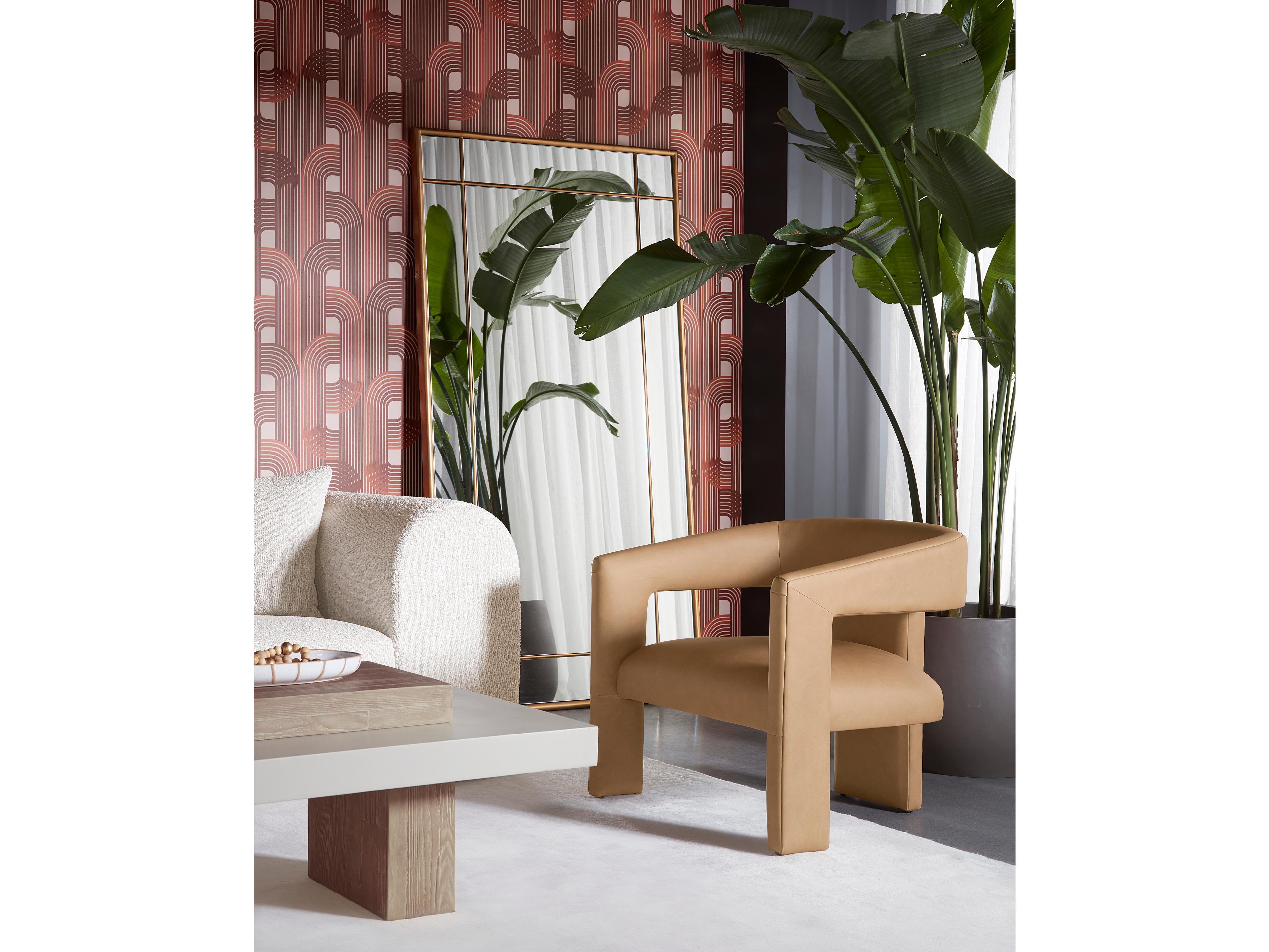 Sunpan Cobourg Brown Leather Accent Chair