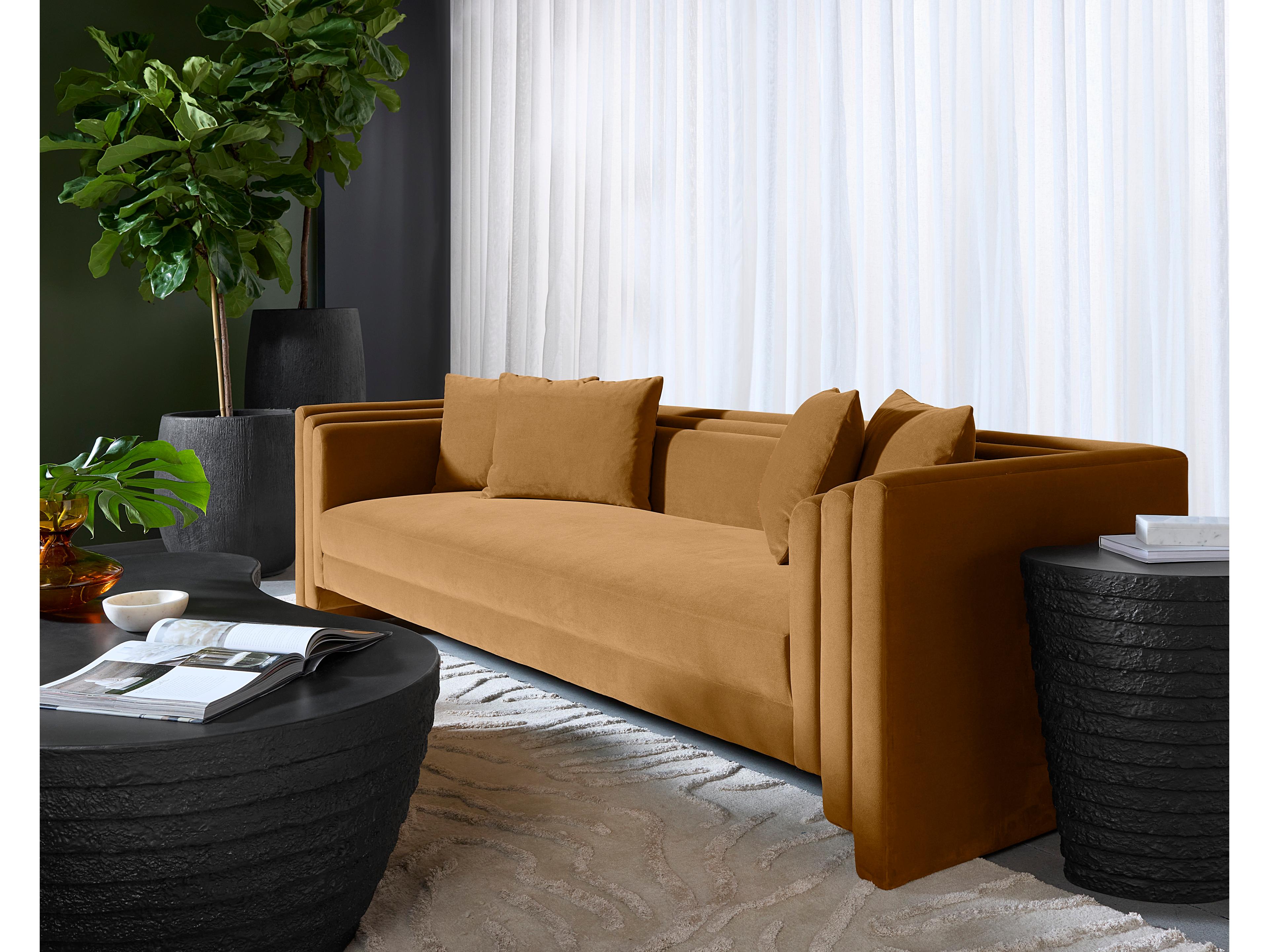 Sunpan Kira Meg Gold Upholstered Sofa