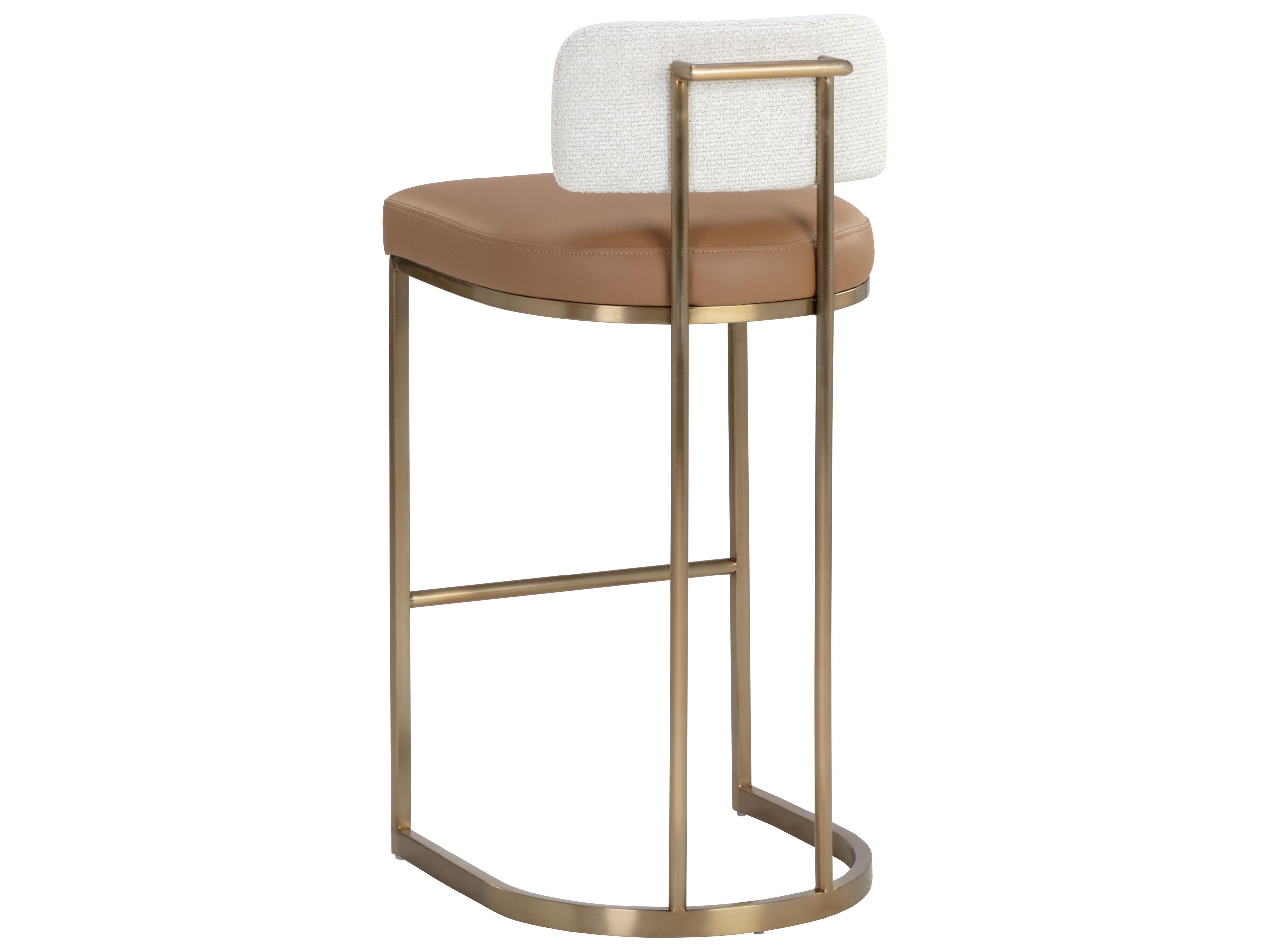 Sunpan Larissa 18.5" Larissa Barstool Napa Cognac / Rhea Light Barley