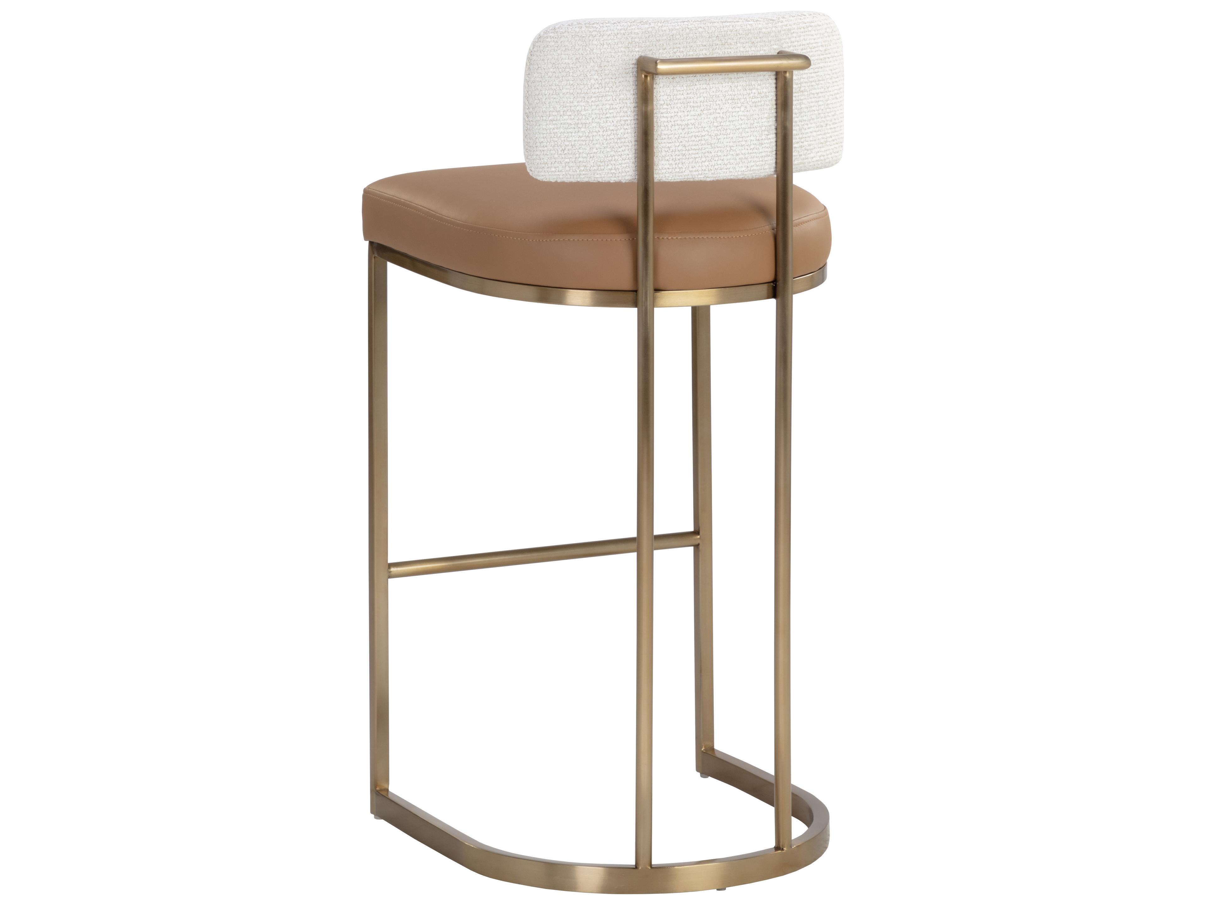 Sunpan Larissa 18.5" Larissa Barstool Napa Cognac / Rhea Light Barley