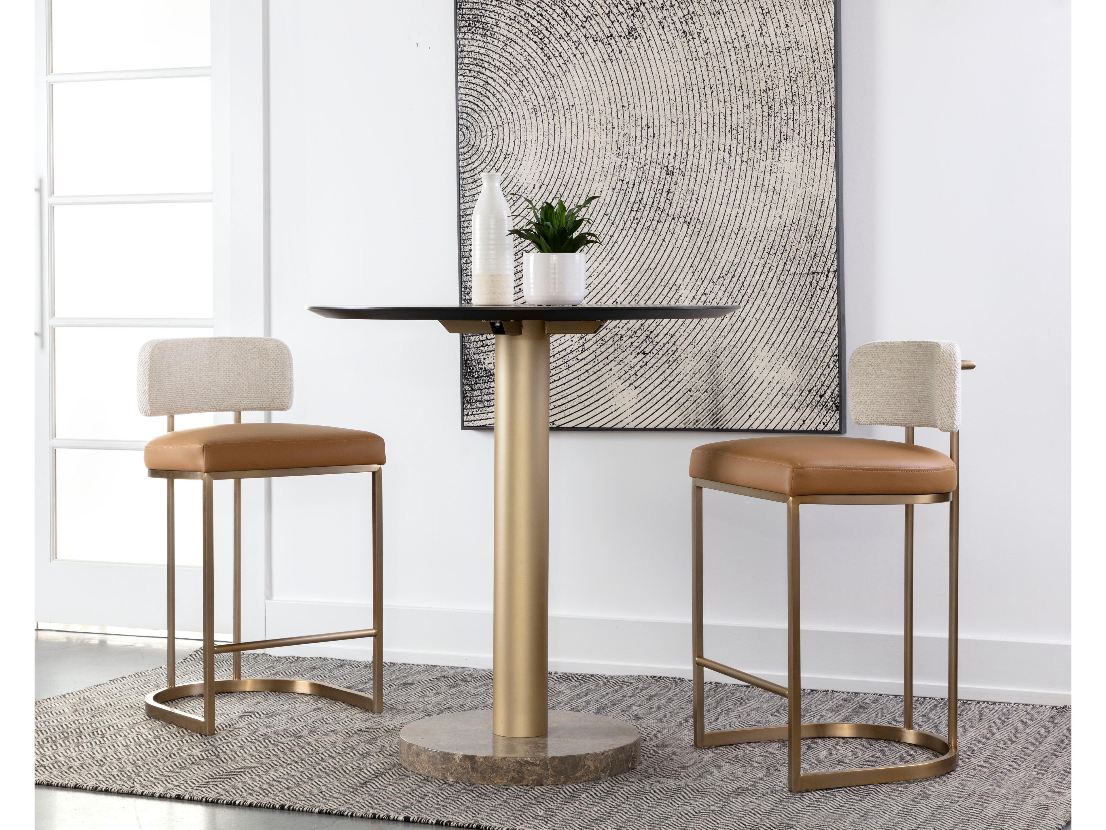 Sunpan Larissa 18.5" Larissa Counter Stool Napa Cognac / Rhea Light Barley