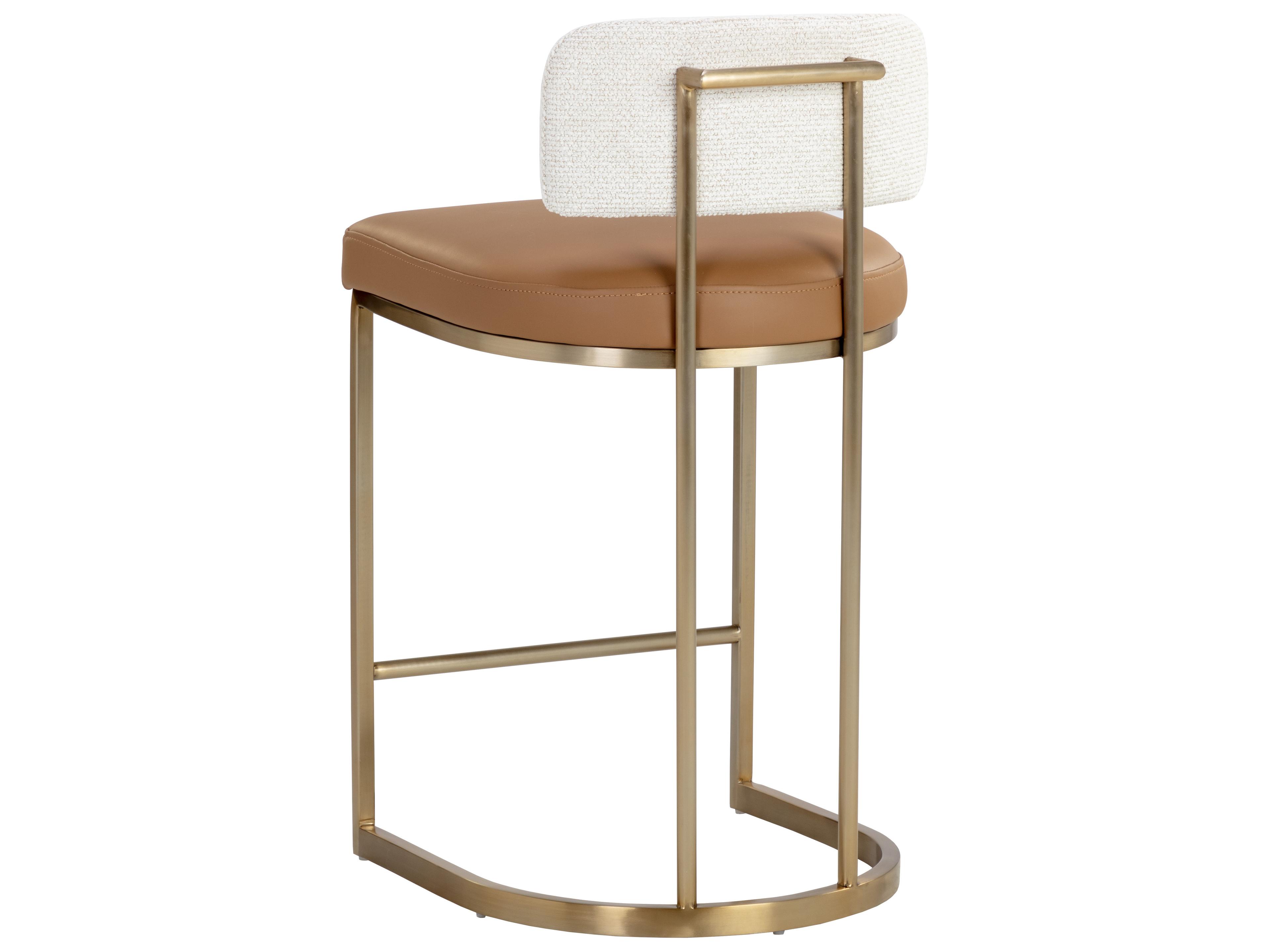 Sunpan Larissa 18.5" Larissa Counter Stool Napa Cognac / Rhea Light Barley