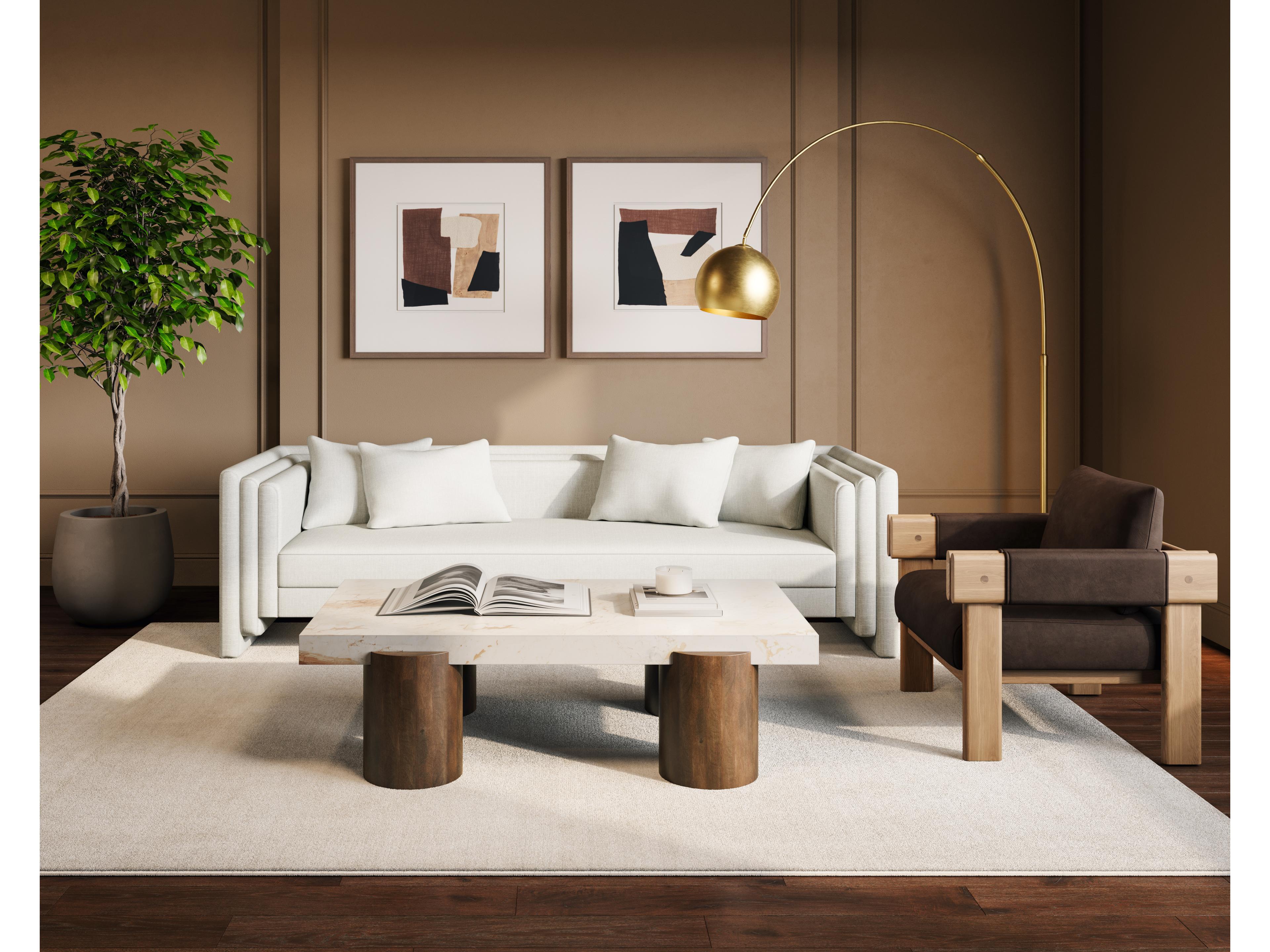 Sunpan Kira 96" Kira Sofa Heather Ivory Tweed