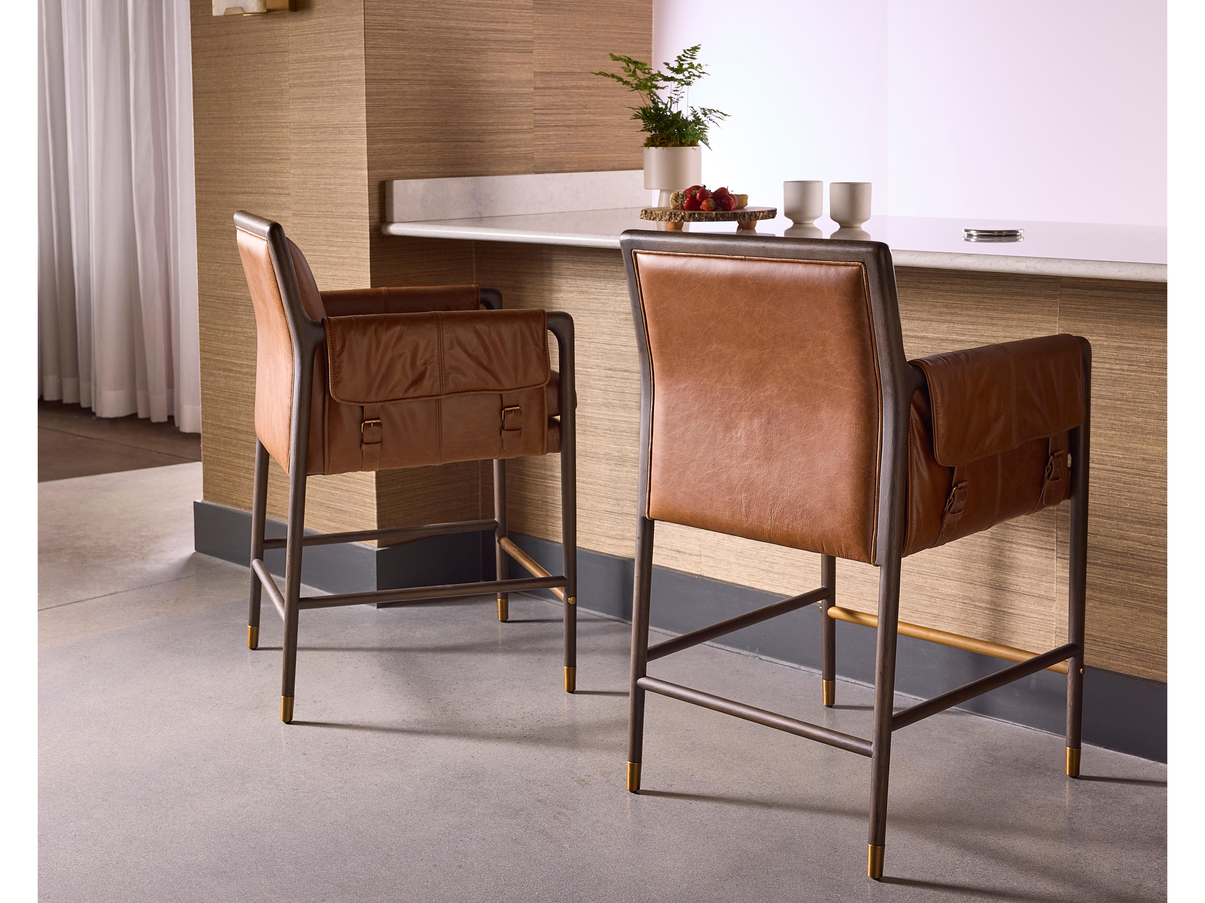 Sunpan Mauti 23" Mauti Counter Stool Brown Shalimar Tobacco Leather