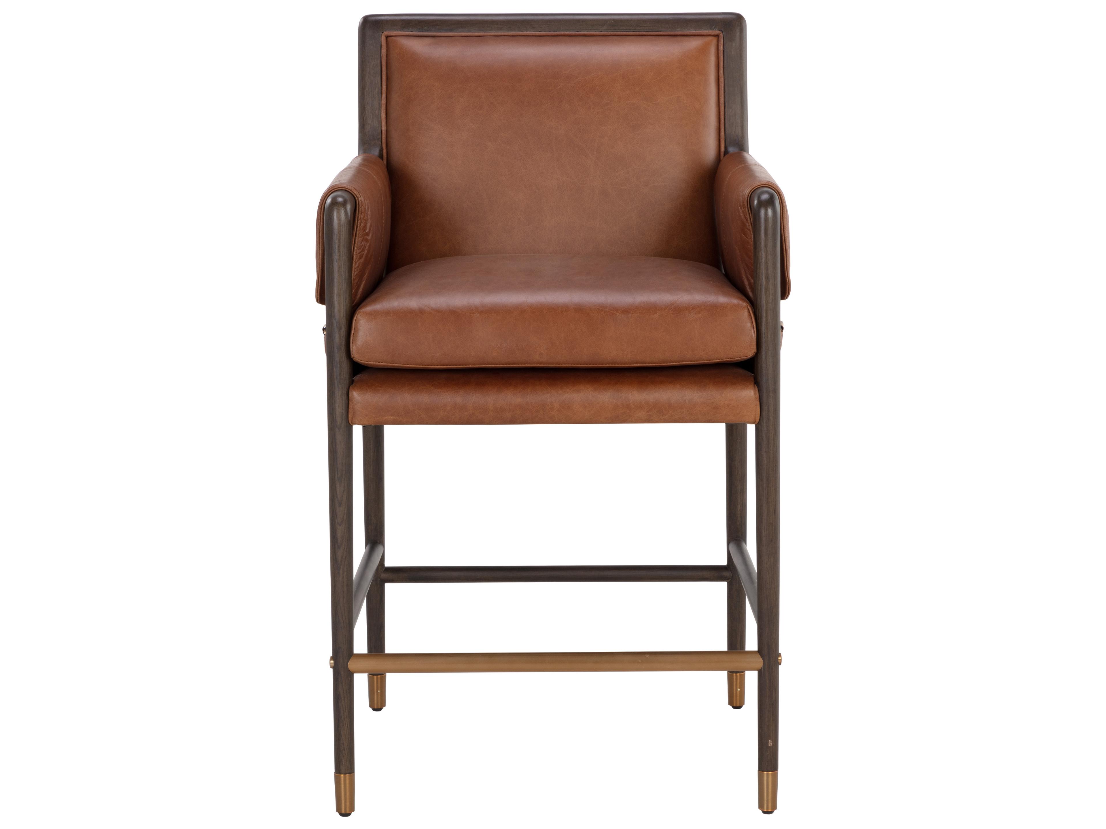 Mauti 23" Mauti Counter Stool Brown Shalimar Tobacco Leather