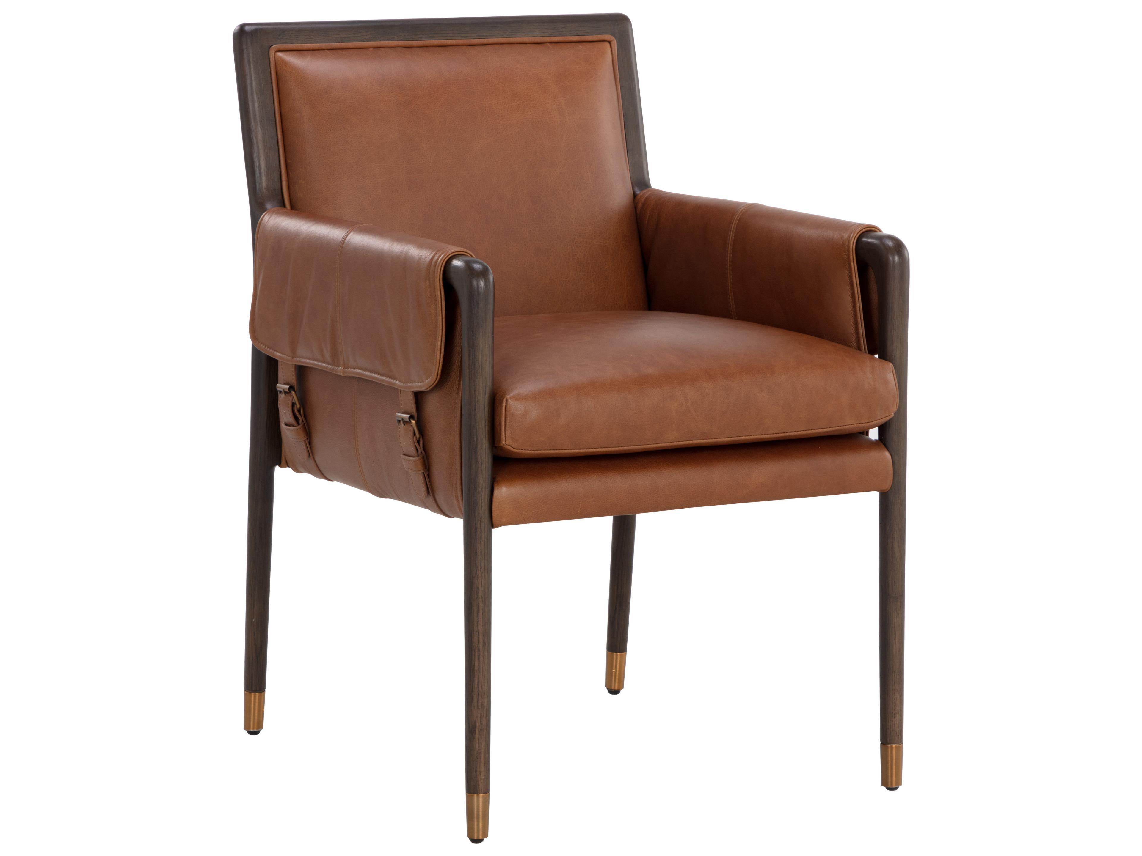 Sunpan Mauti Mauti Dining Armchair Brown Shalimar Tobacco Leather