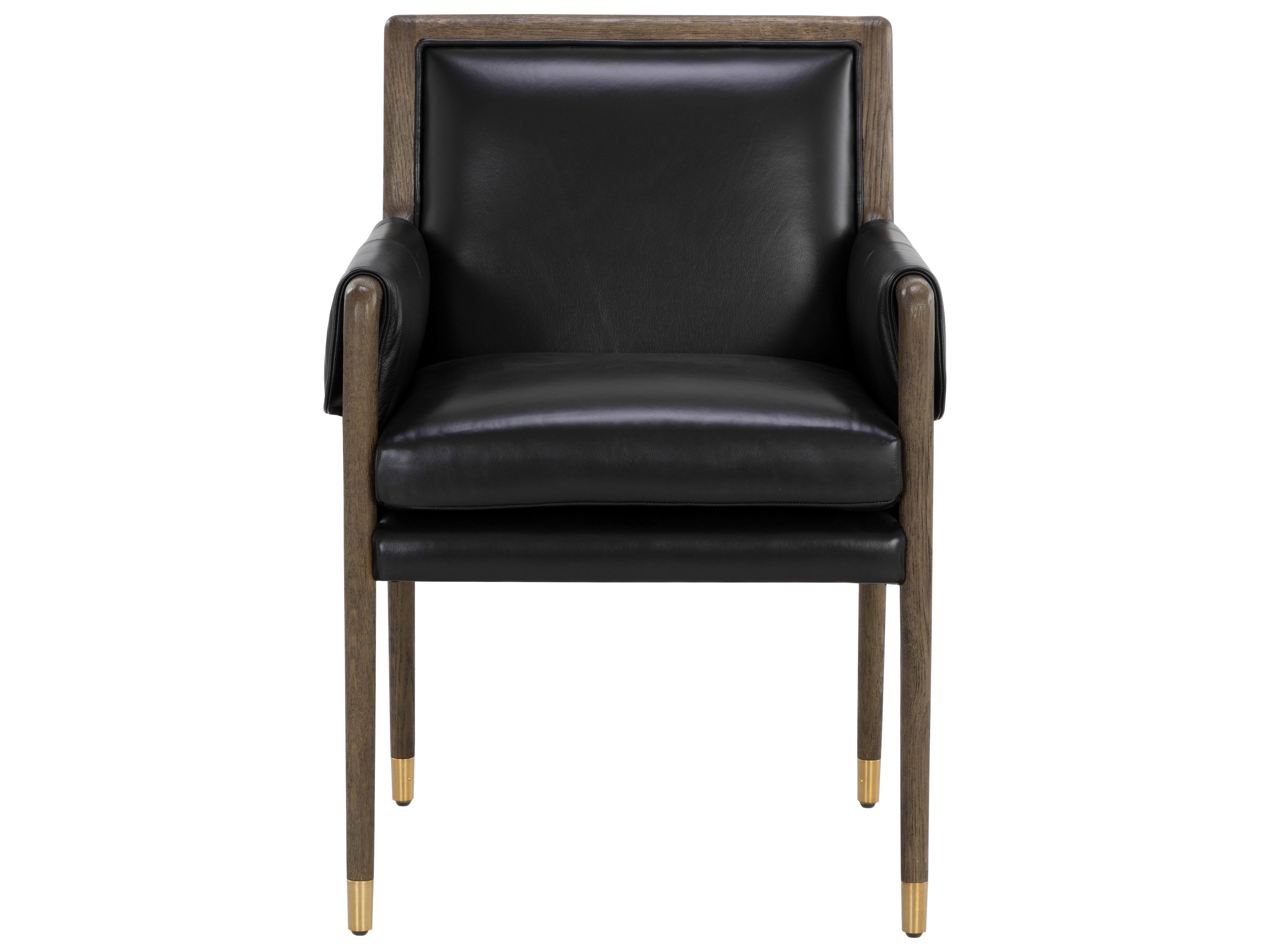 Sunpan Mauti Mauti Dining Armchair Distressed Brown Cortina Black Leather