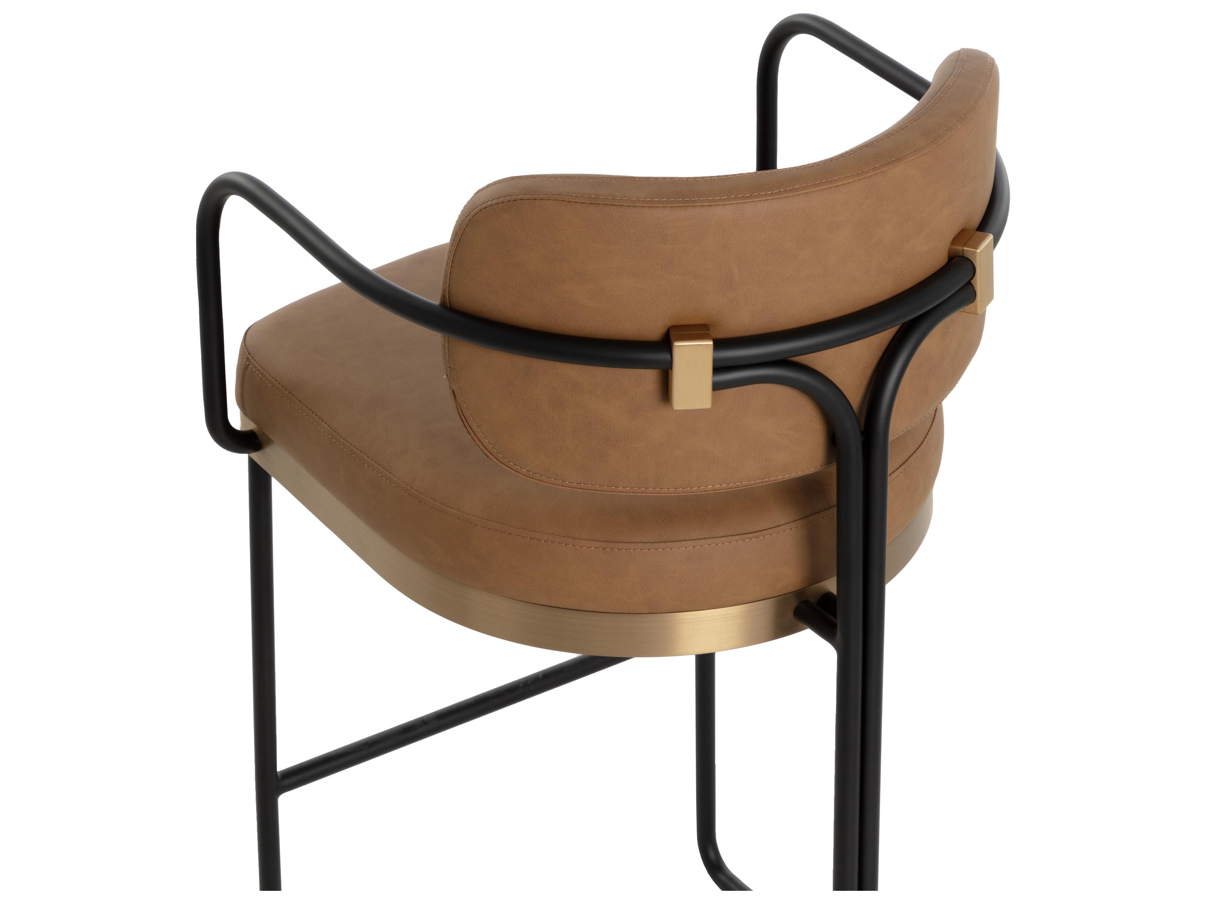 Sunpan Jalen Brown Faux Leather Bar Stool