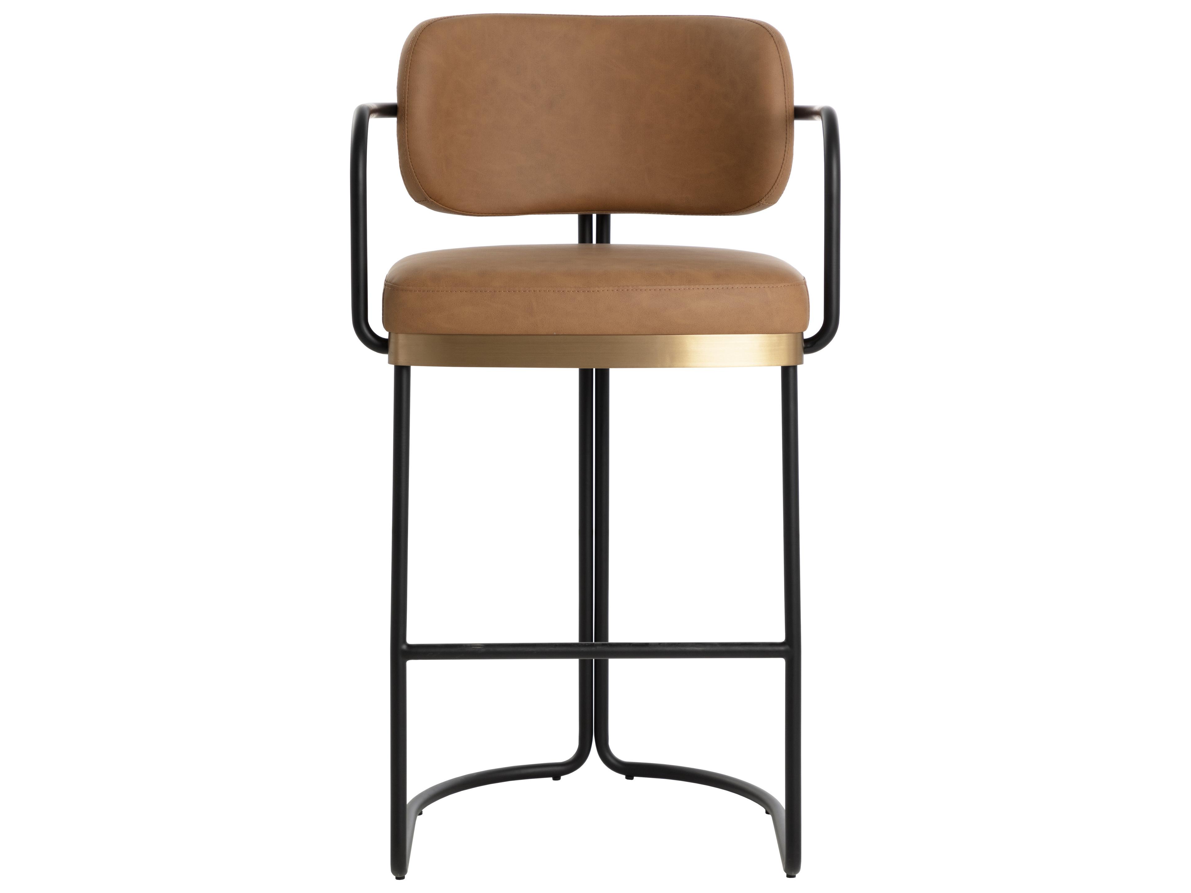 Sunpan Jalen Brown Faux Leather Bar Stool