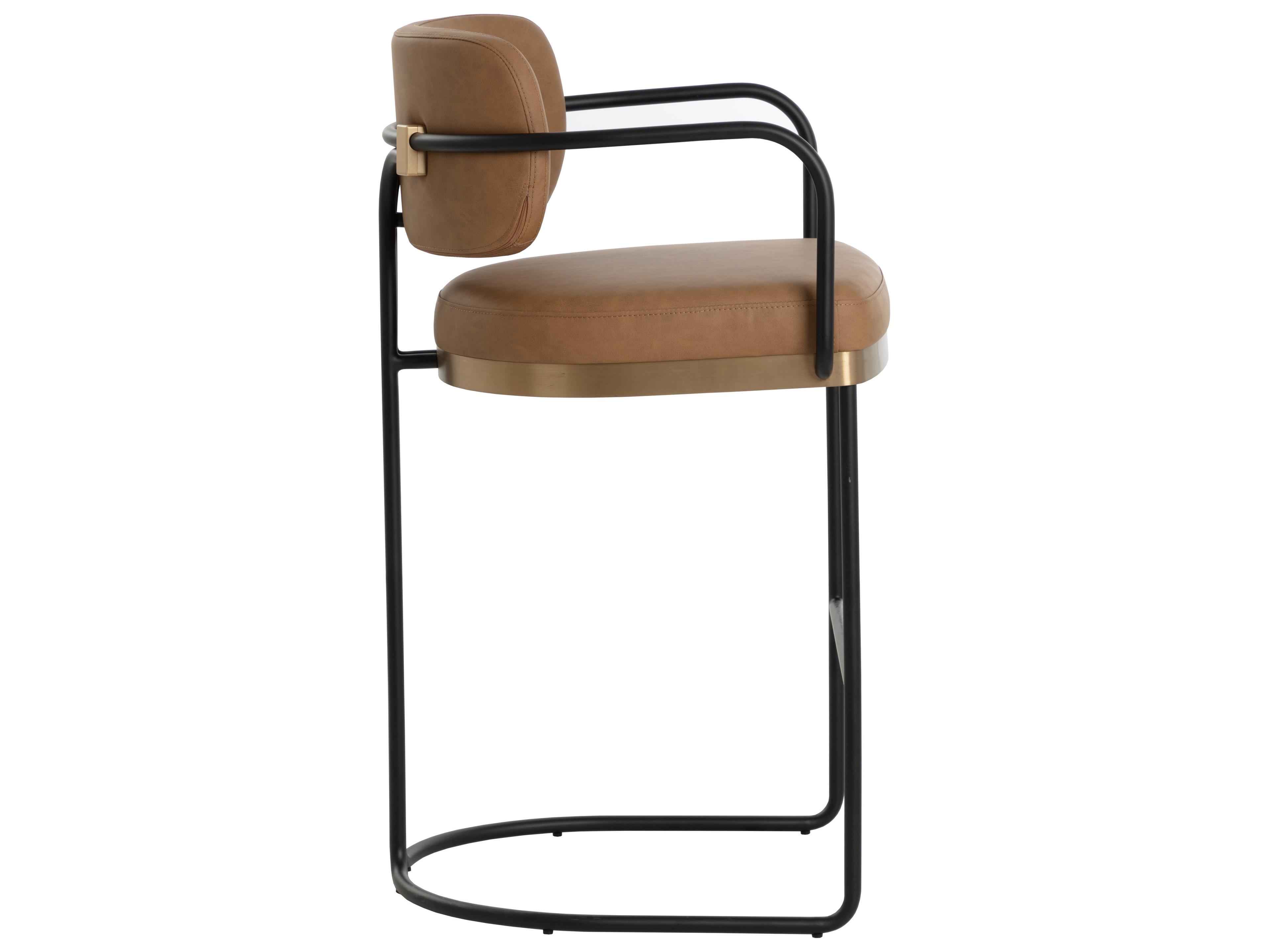 Sunpan Jalen Brown Faux Leather Bar Stool