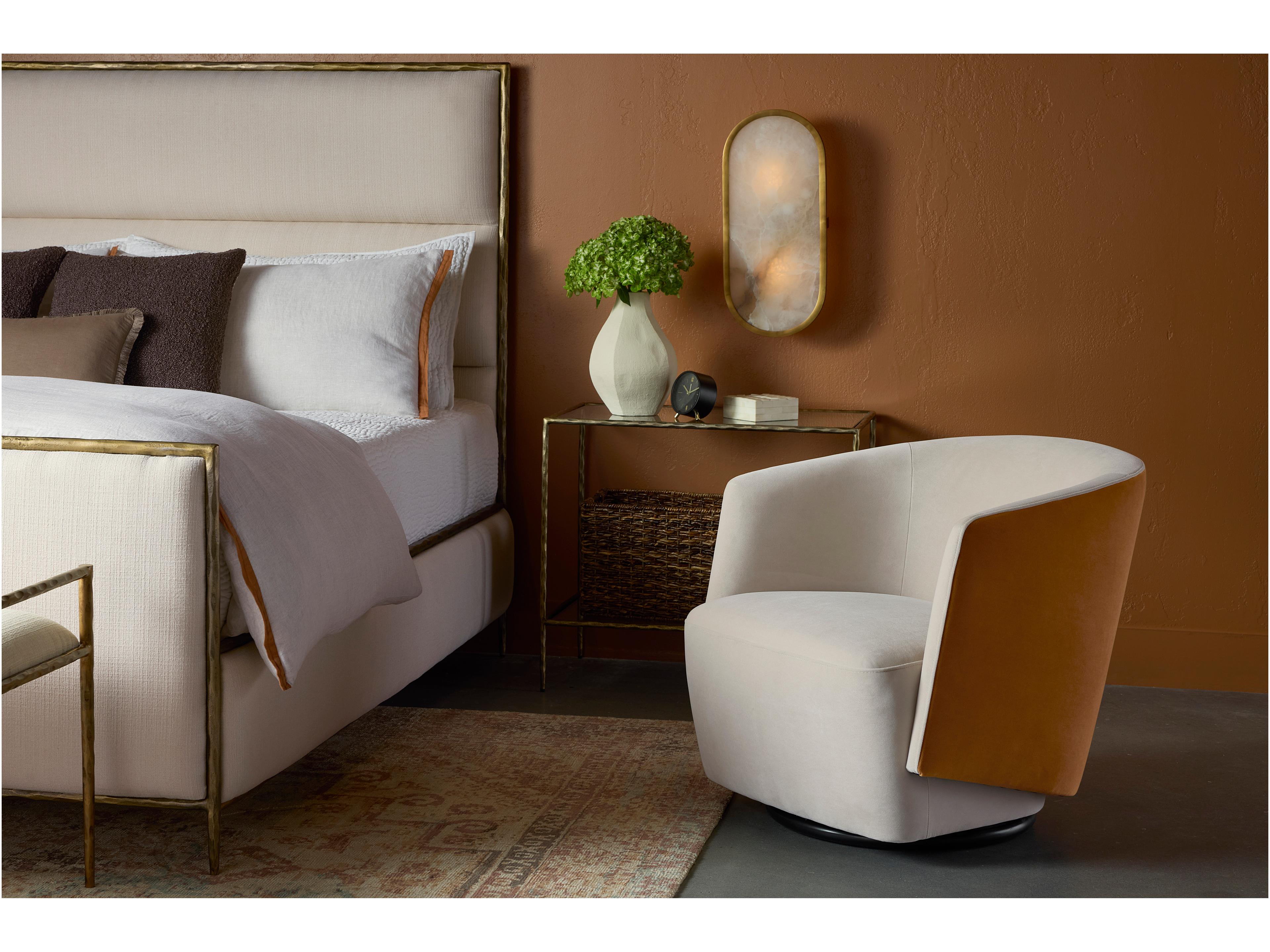 Sunpan Yasmine Cream Beige Upholstered King Platform Bed