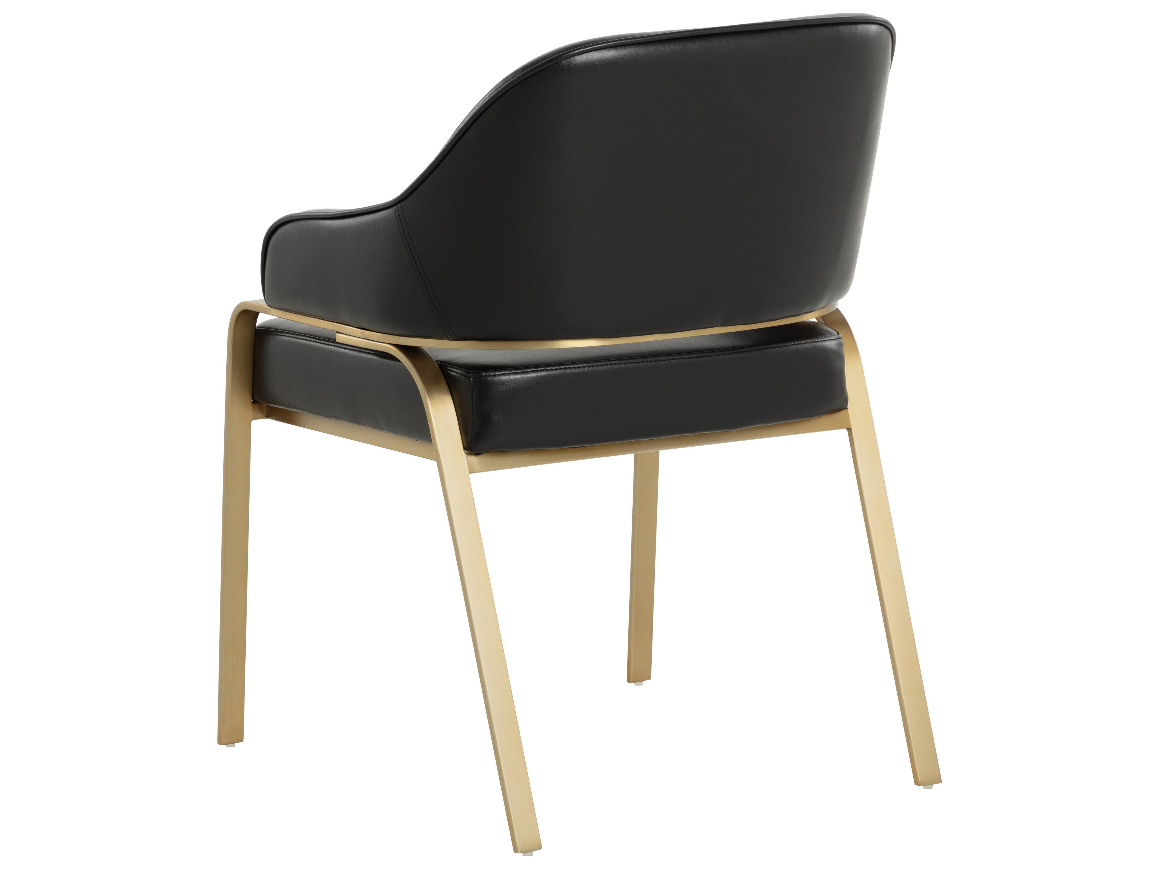 Sunpan Malachi Black Faux Leather Arm Dining Chair