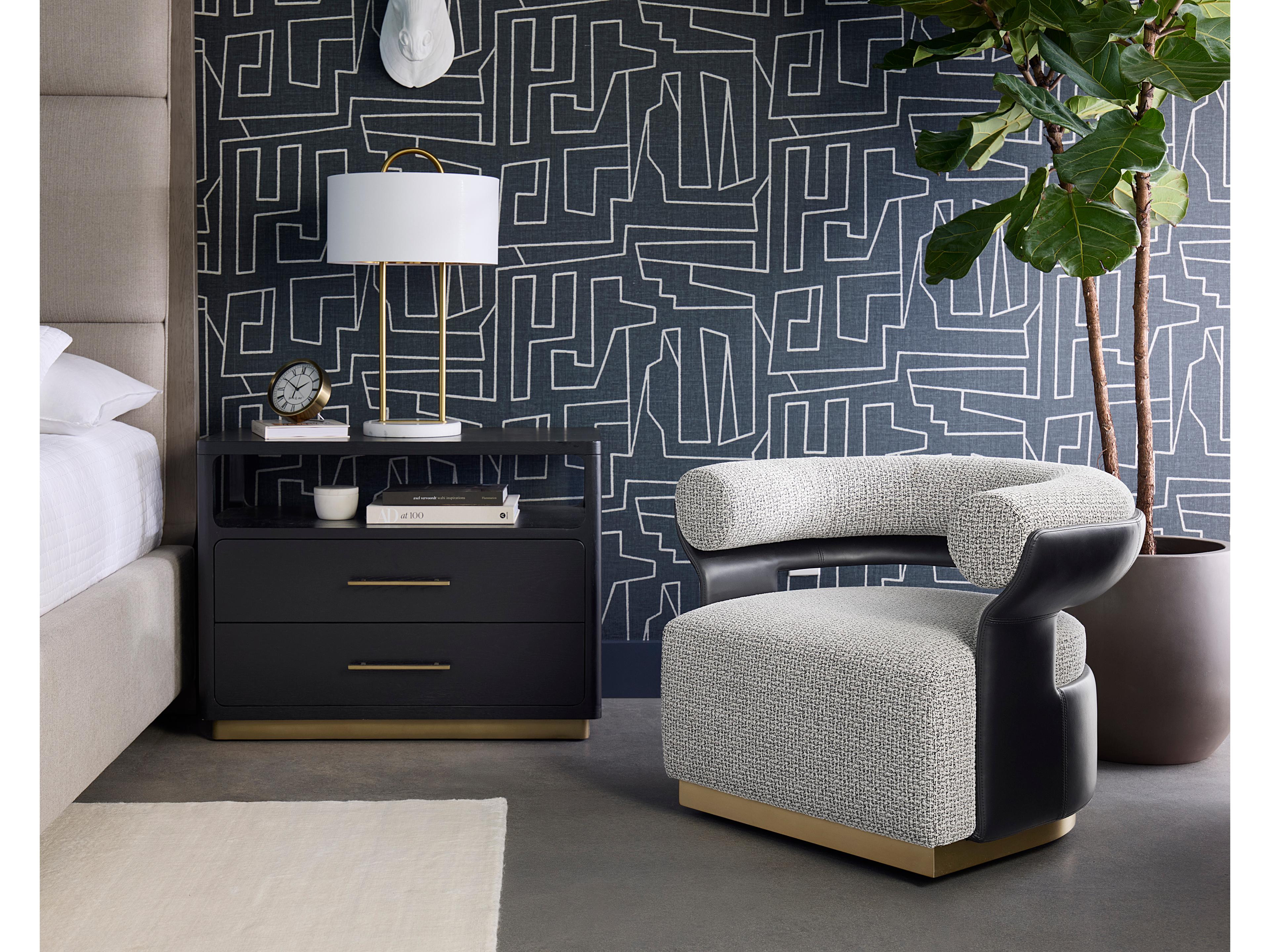 Sunpan Danette 2-Drawers Black Nightstand