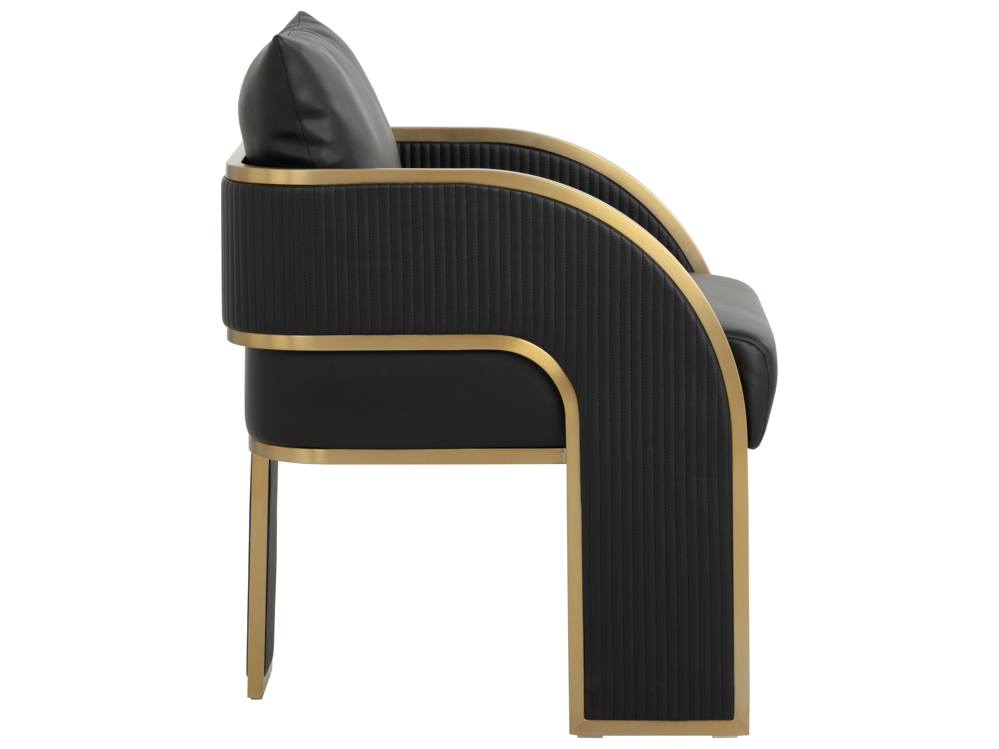 Sunpan Baz Black Faux Leather Arm Dining Chair