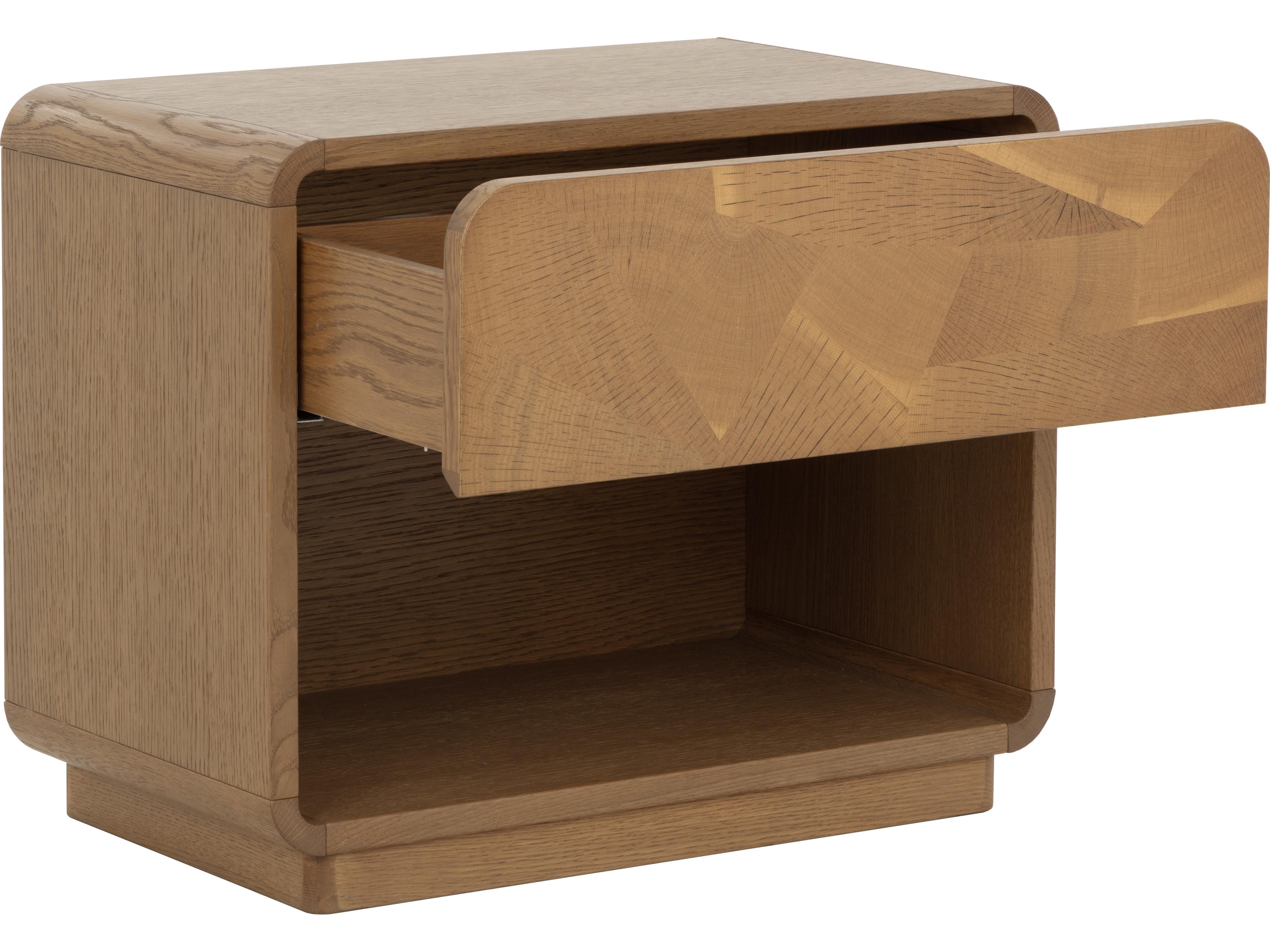 Fauna 1-Drawer Oak Wood Nightstand