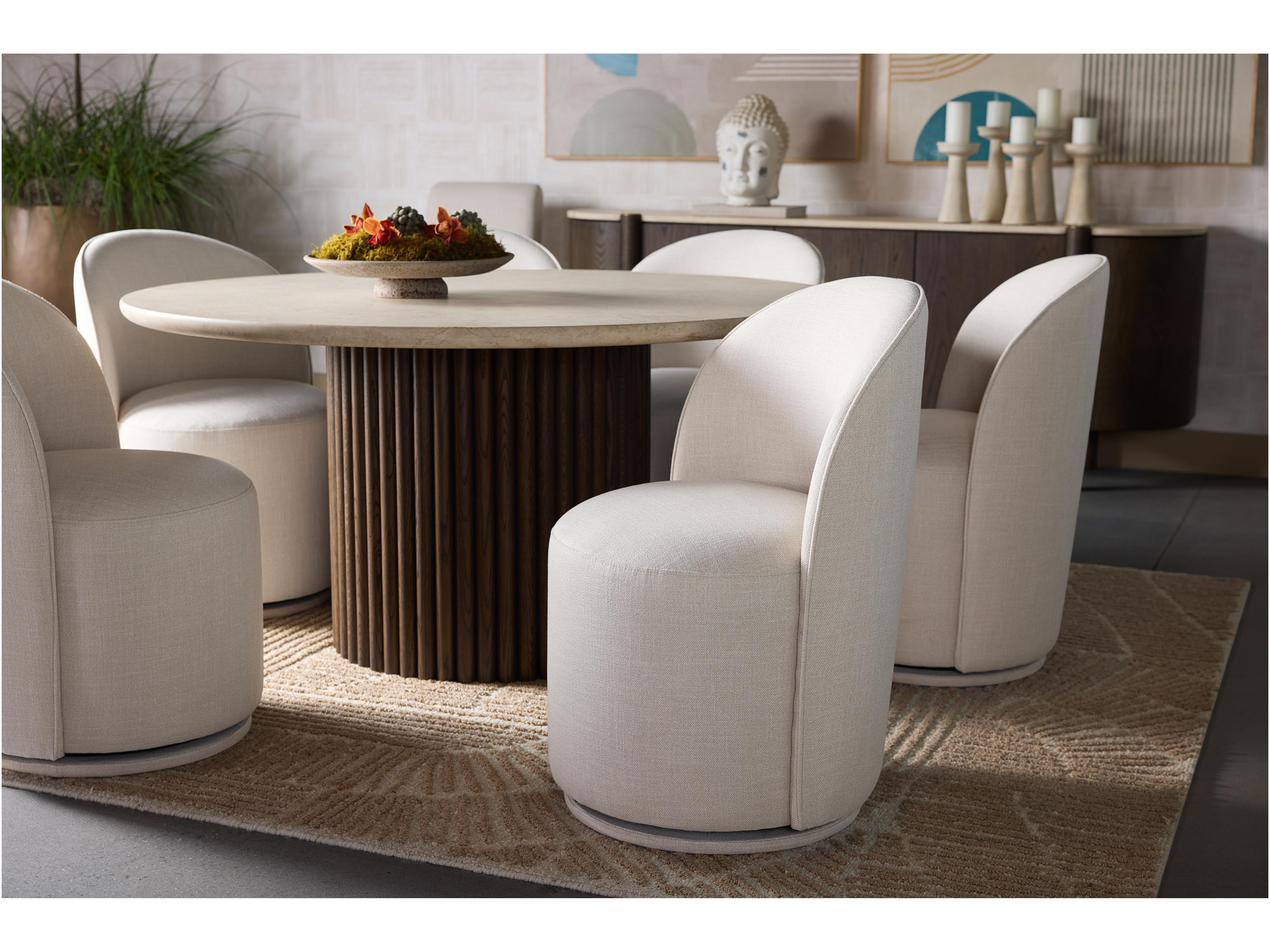 Sunpan Banyan Round Marble Brown Dining Table