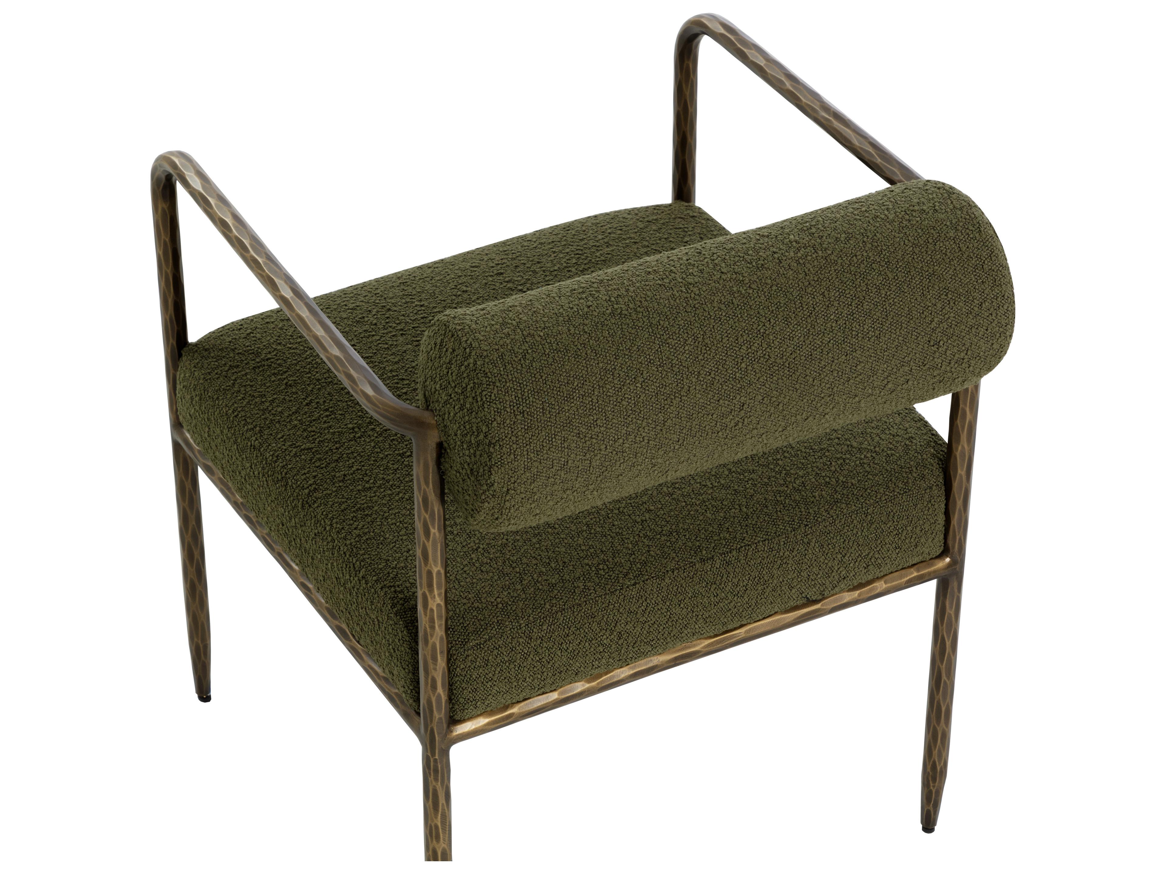Sunpan Ajani Green Fur Arm Dining Chair